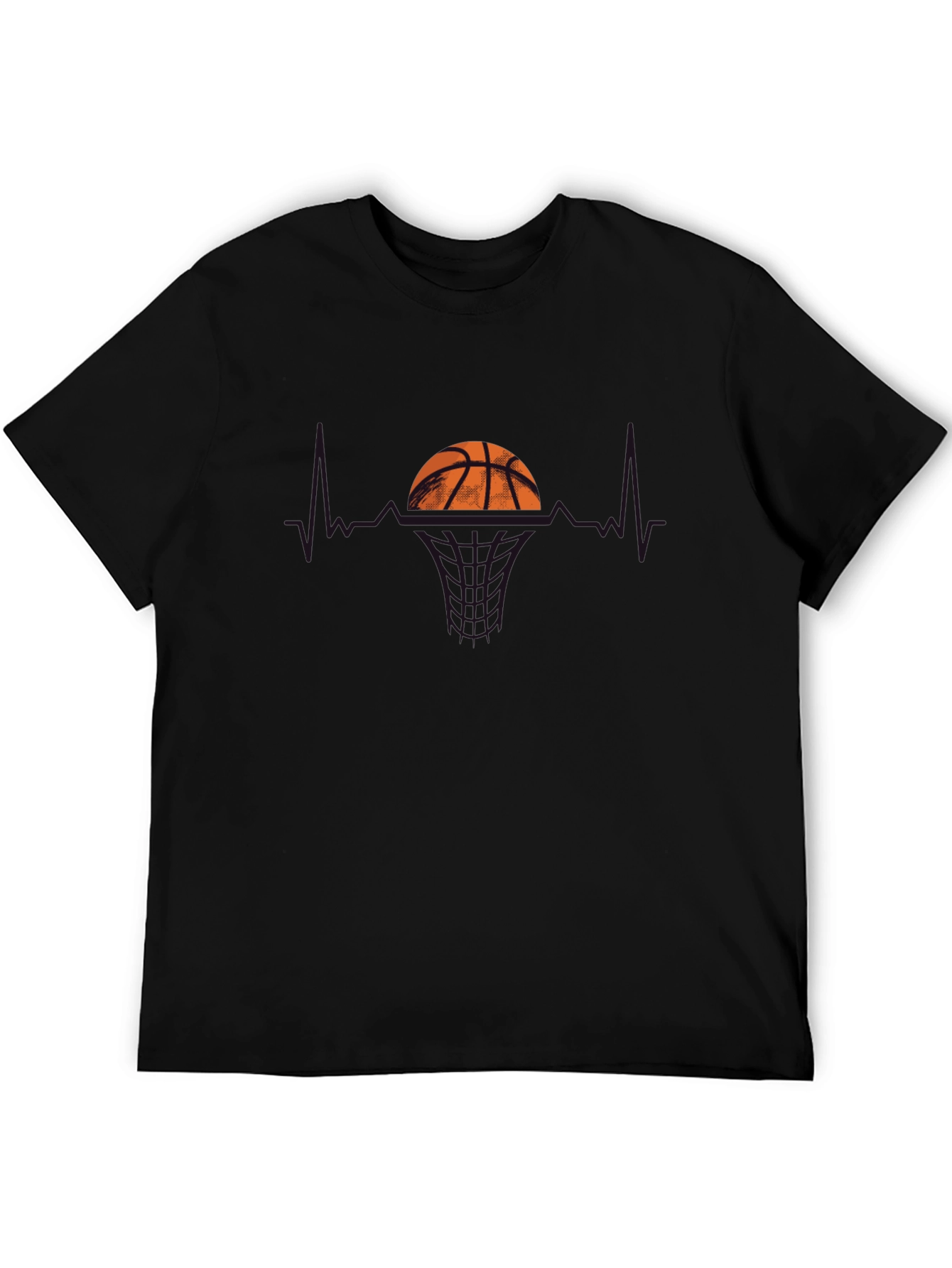 Black Basketball Heartbeat Graphic T-Shirt - Black view 5