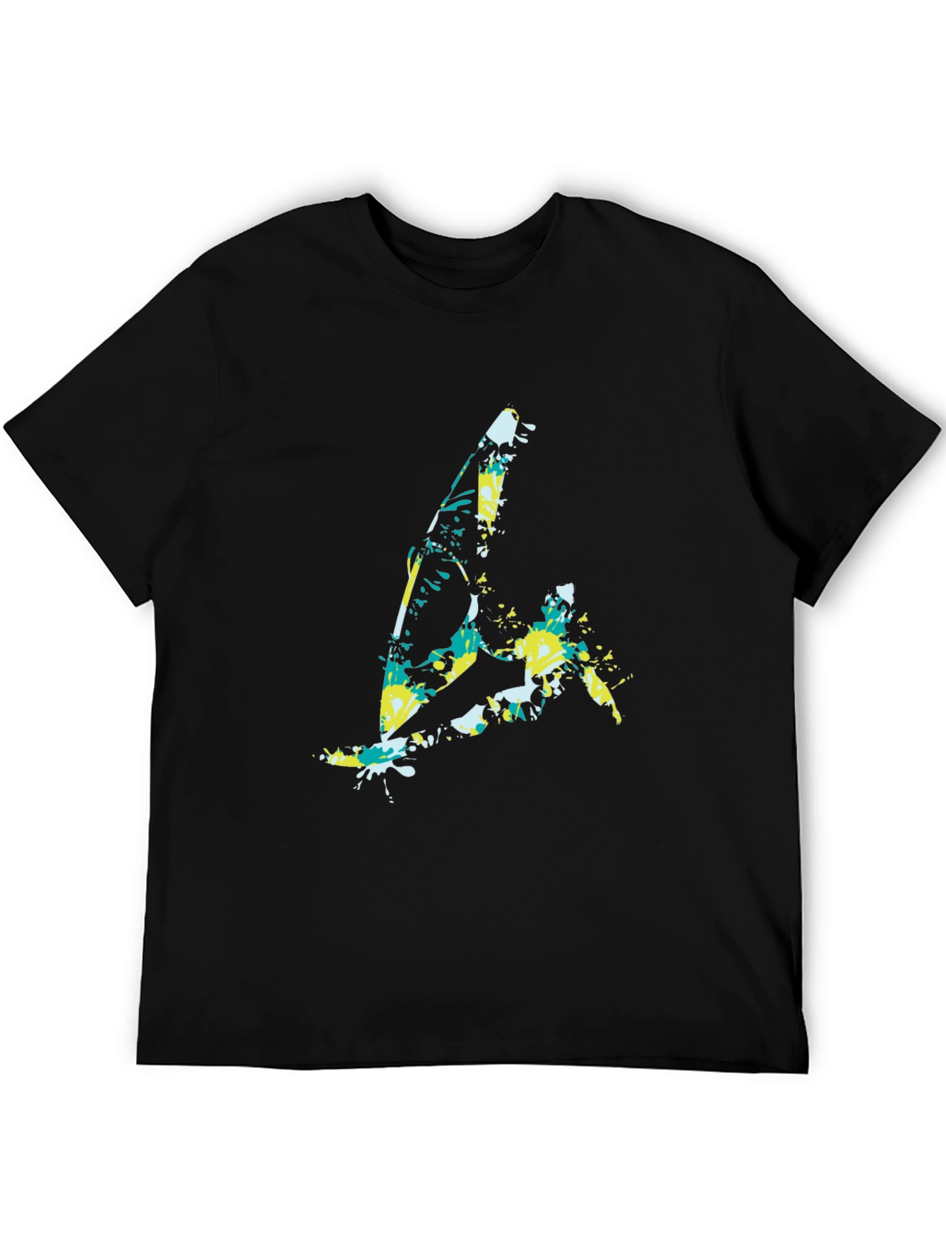 Black Abstract Windsurfer Graphic Tee - Cool Black Shirt view 5