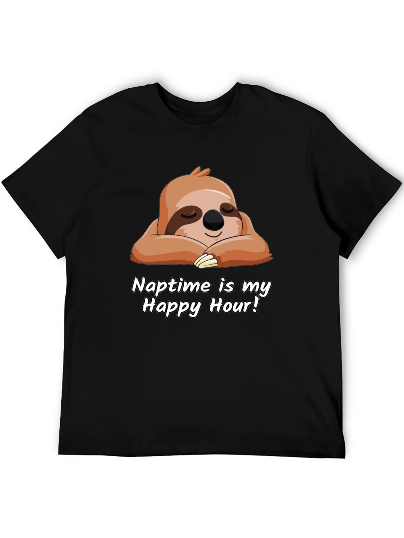 Black Naptime is My Happy Hour Sloth T-Shirt view 5