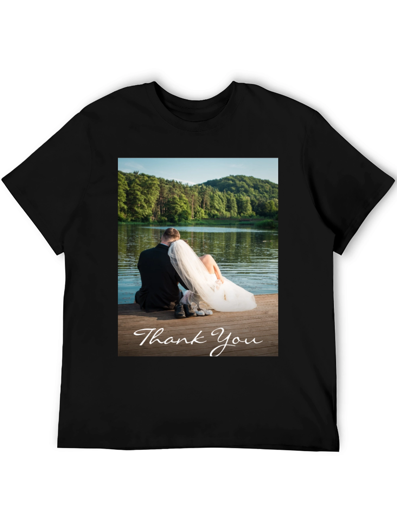 Black Wedding Thank You Photo T-Shirt view 5