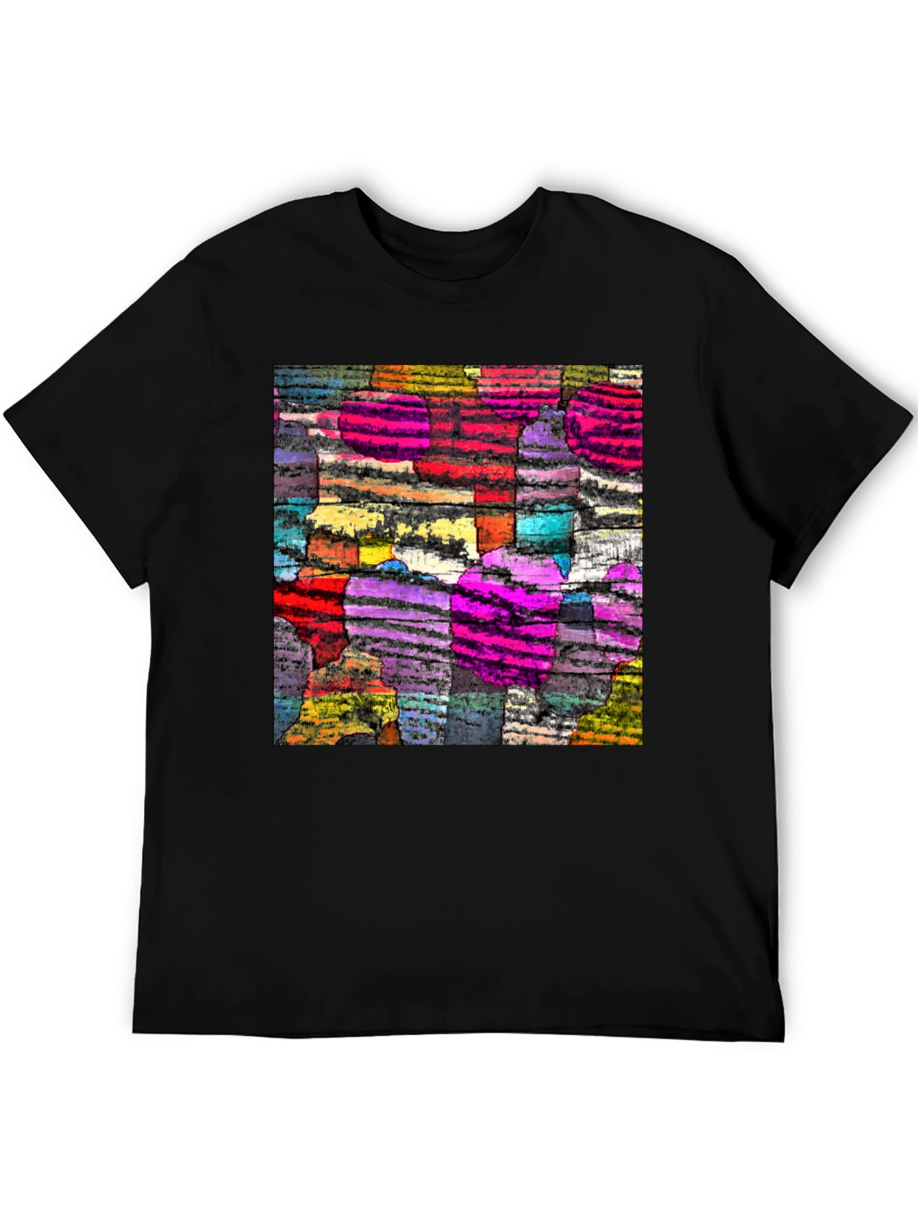 Black Abstract Art Graphic Tee - Black Cotton Comfort view 5