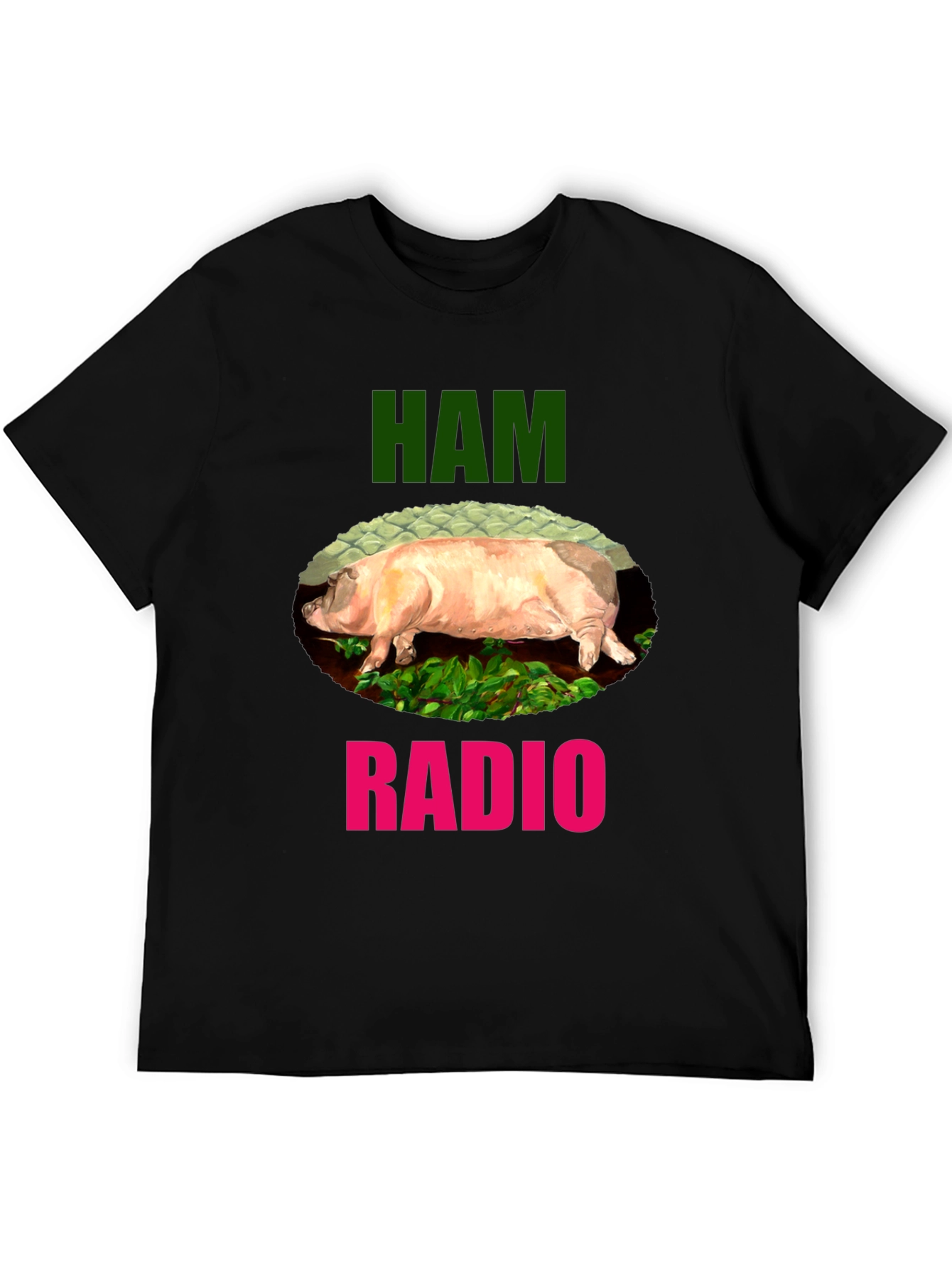 Black Ham Radio Funny Pig T-Shirt view 5