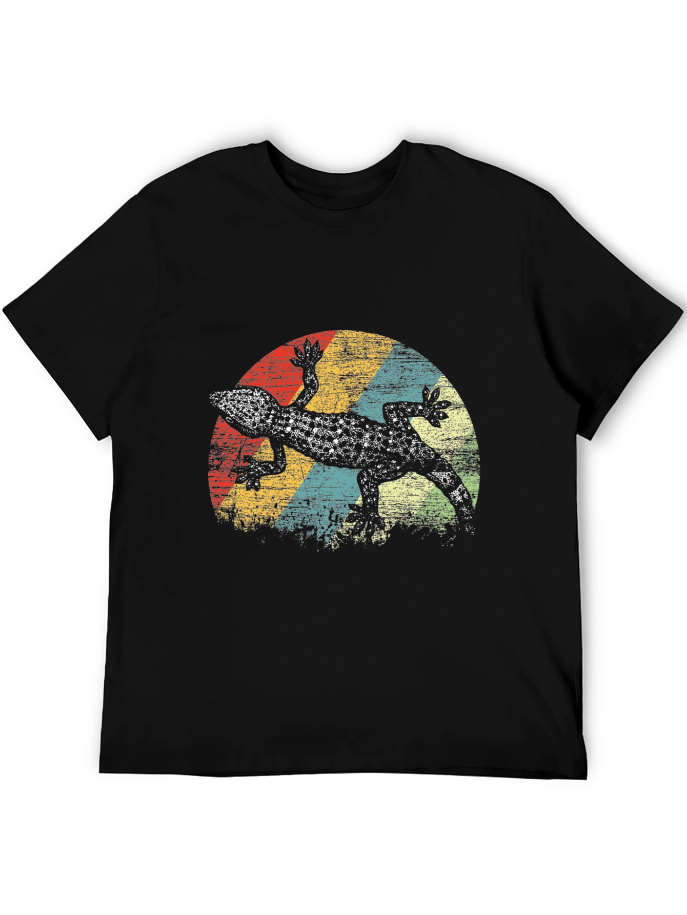 Black Retro Gecko Graphic Tee - Men's Black T-Shirt view 5