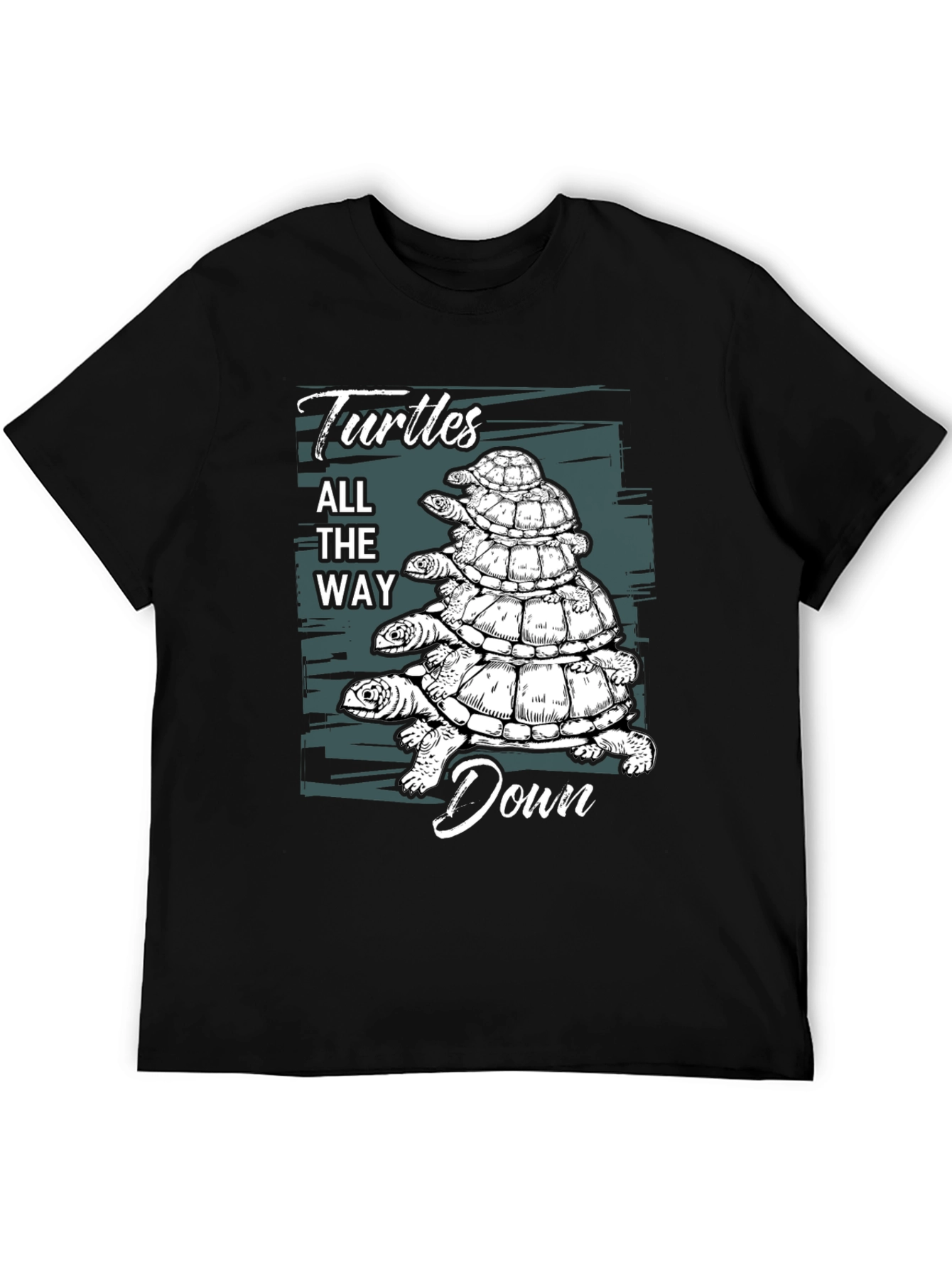 Black Turtles All The Way Down Graphic T-Shirt view 5