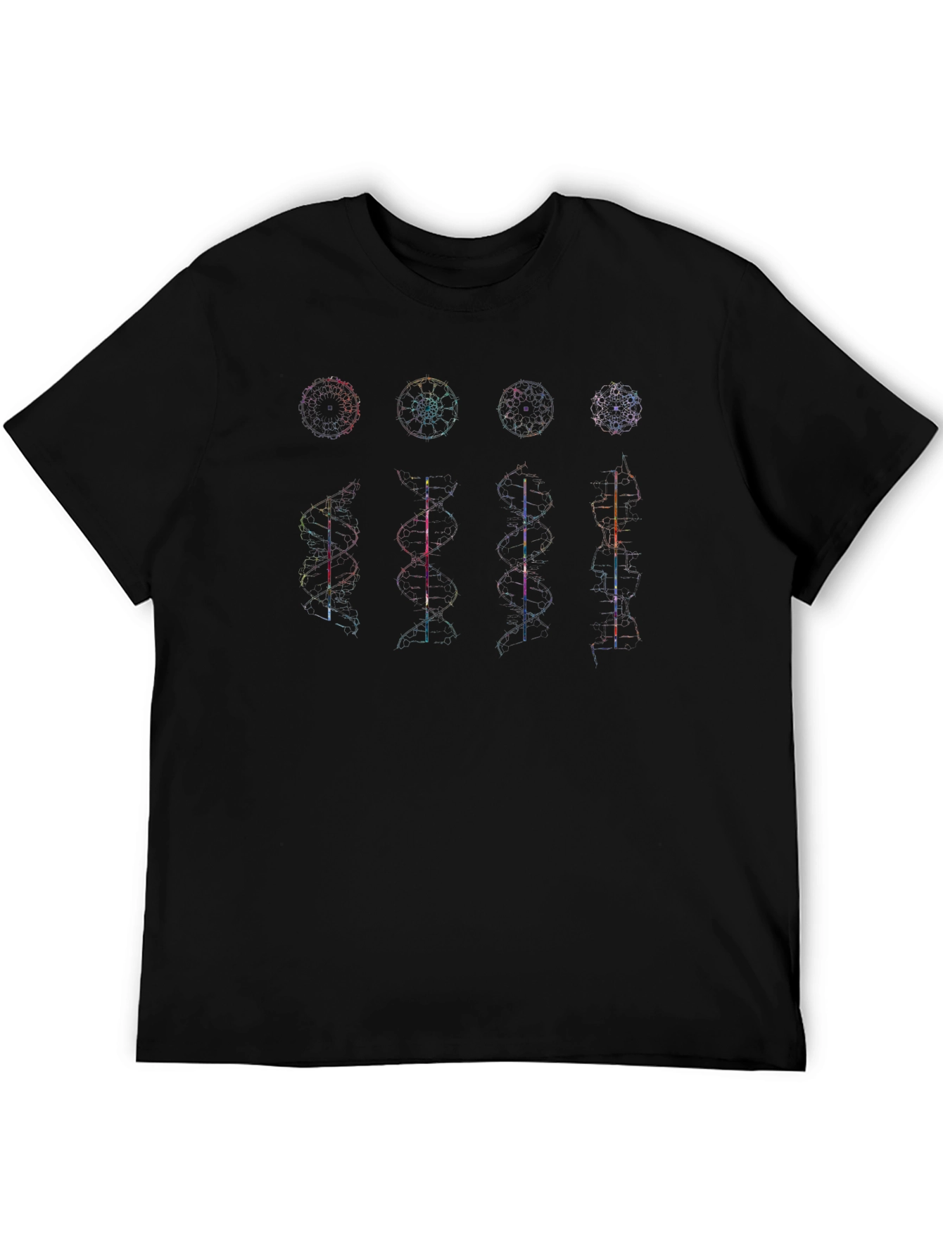 Black Geometric DNA Structure Graphic Print Tee view 5