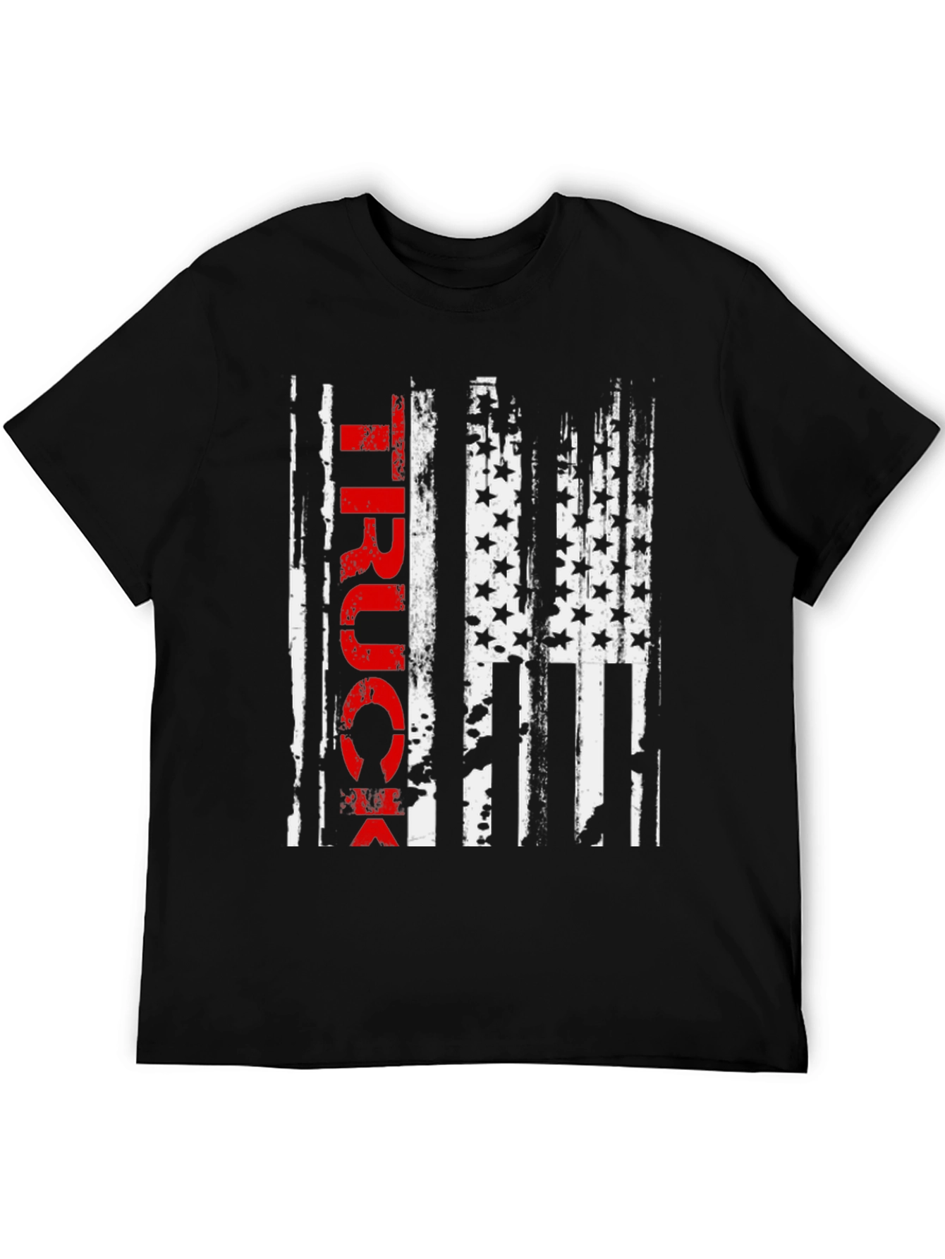 Black Truck American Flag Graphic Tee - Patriotic Style view 5