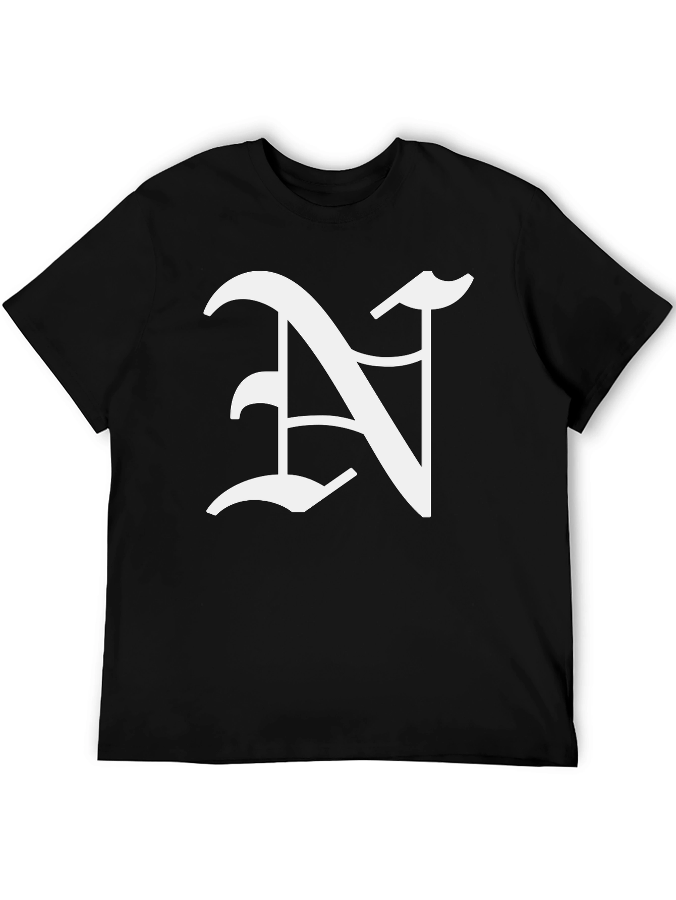 Black Black T-Shirt with White Letter N Graphic view 5