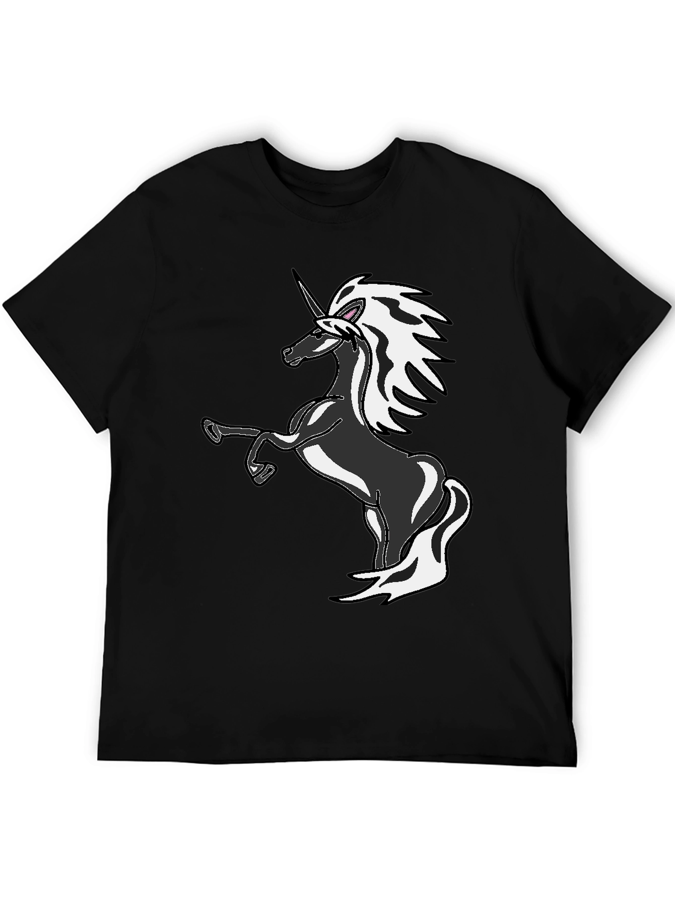 Black Unicorn Graphic Tee - Black Cotton Blend T-Shirt view 5