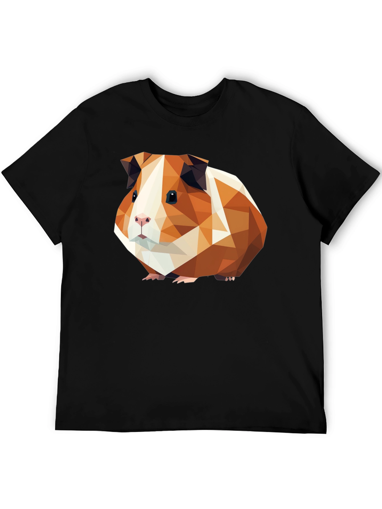 Black Geometric Guinea Pig Graphic Tee - Black Cotton T-Shirt view 5