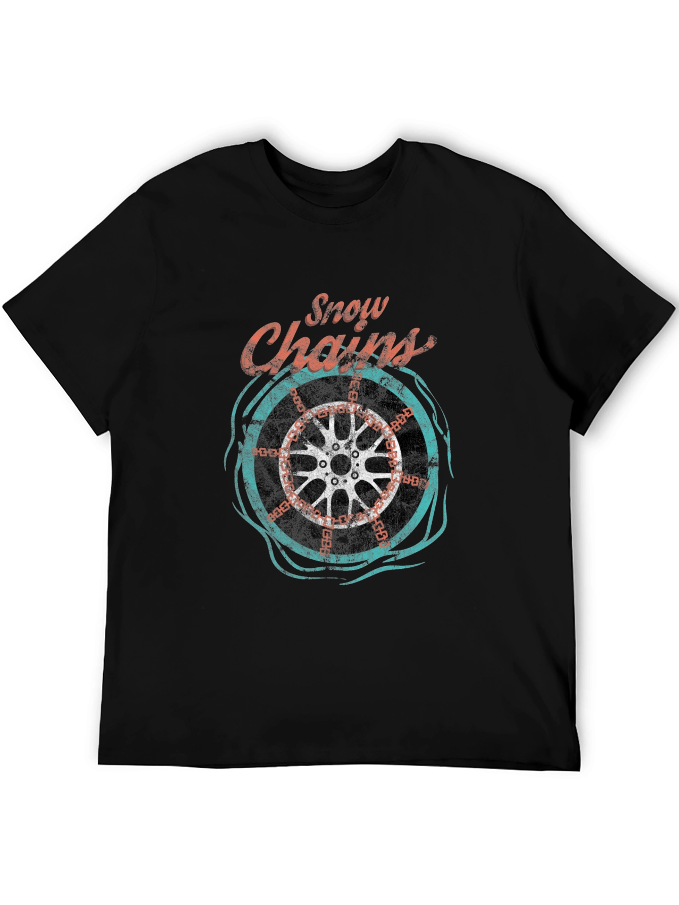 Black Snow Chains Graphic T-Shirt - Cool Ride Tee view 5
