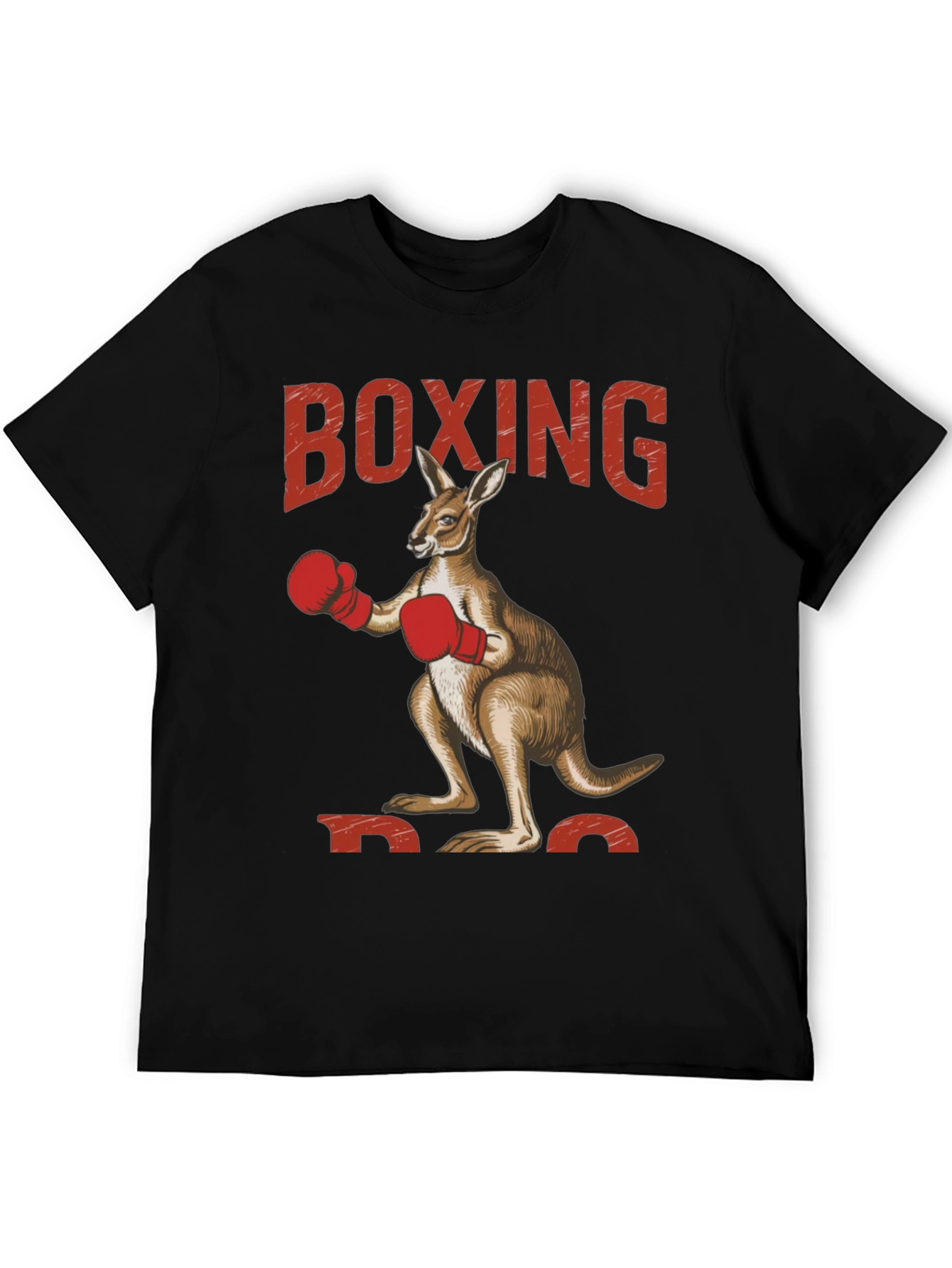 Black Boxing Kangaroo Graphic Tee - Black Cotton view 5