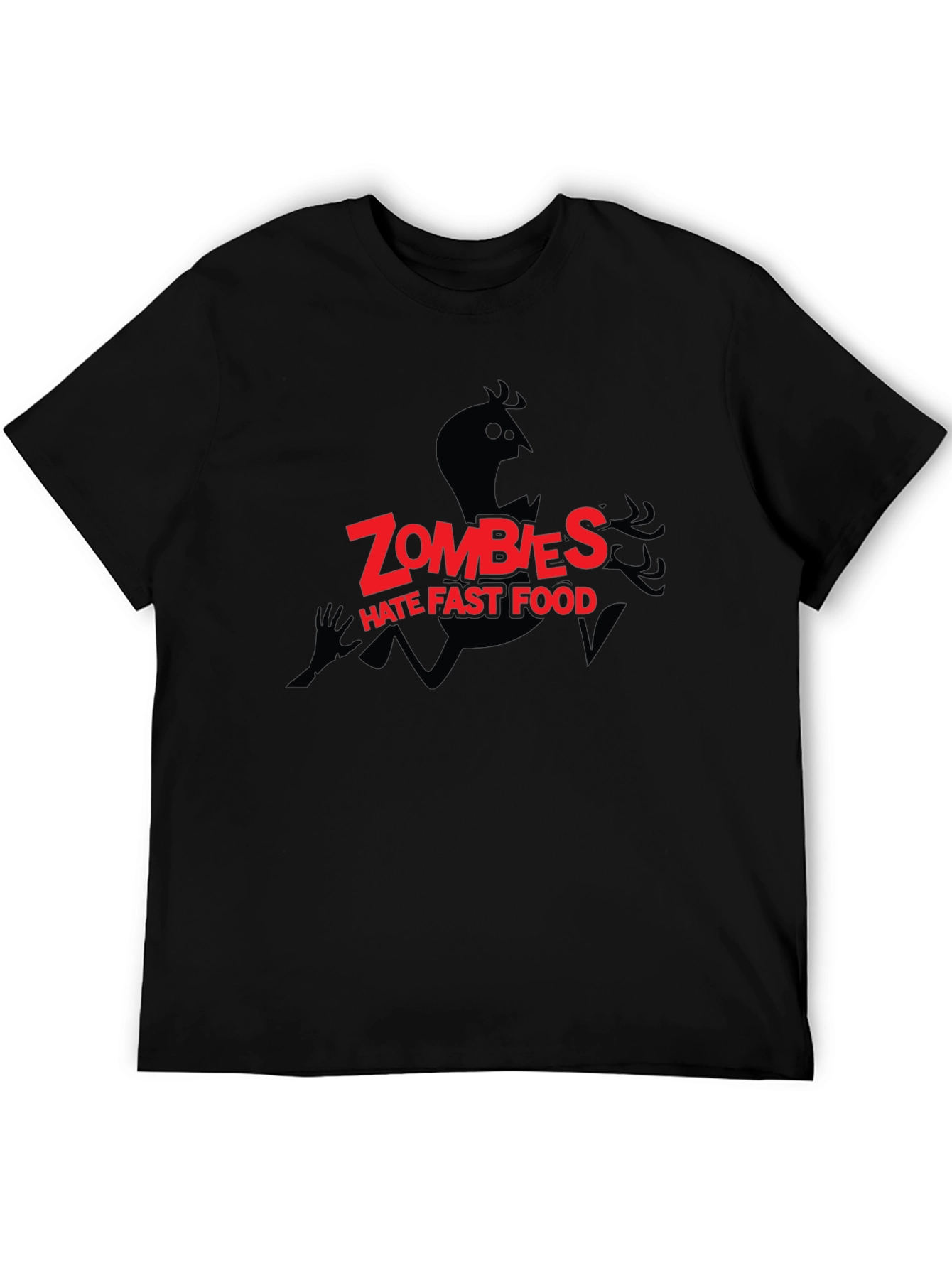 Black Zombies Hate Fast Food Graphic Black T-Shirt view 5