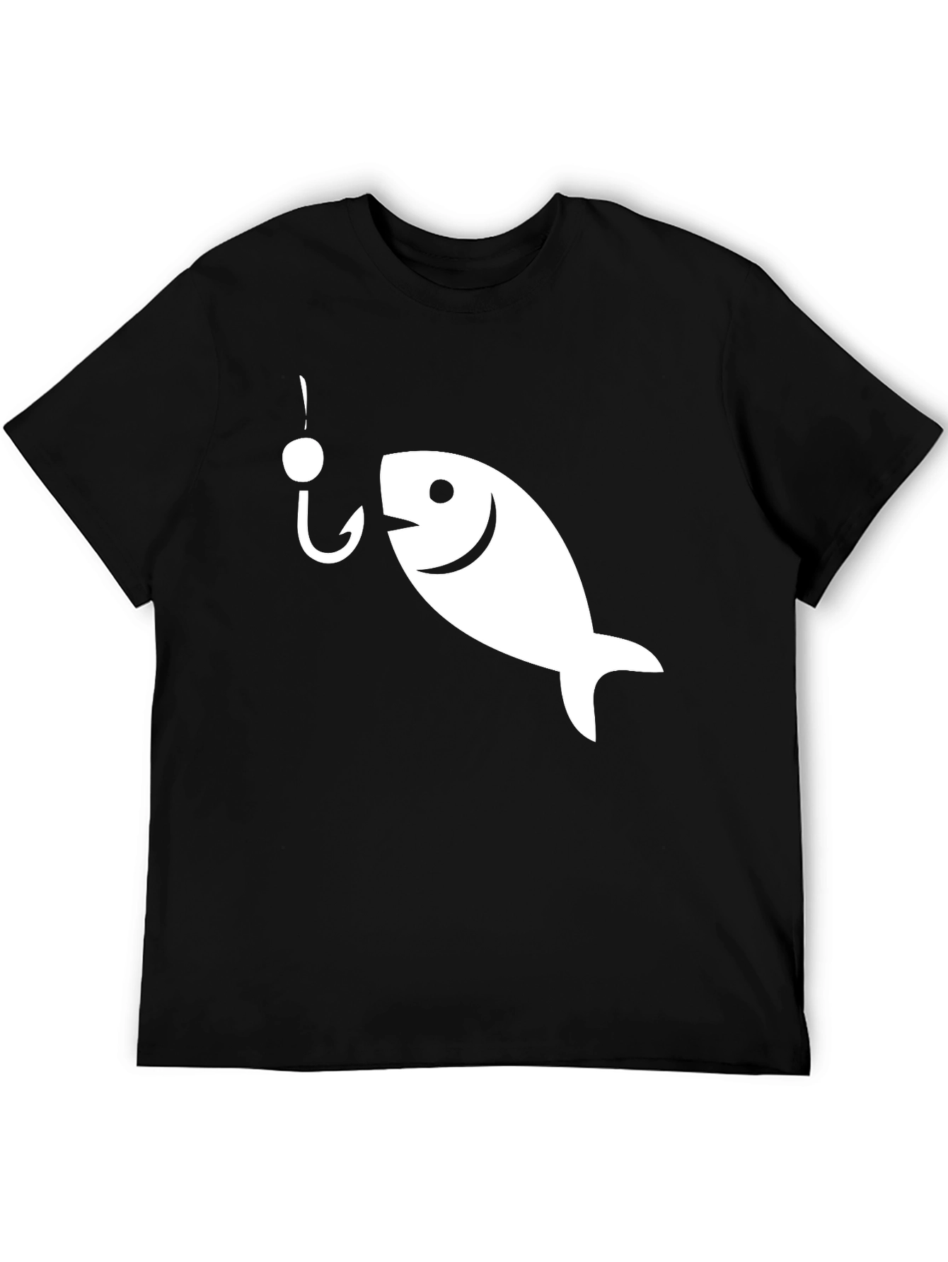 Black Funny Fish Hook Graphic T-Shirt - Black view 5