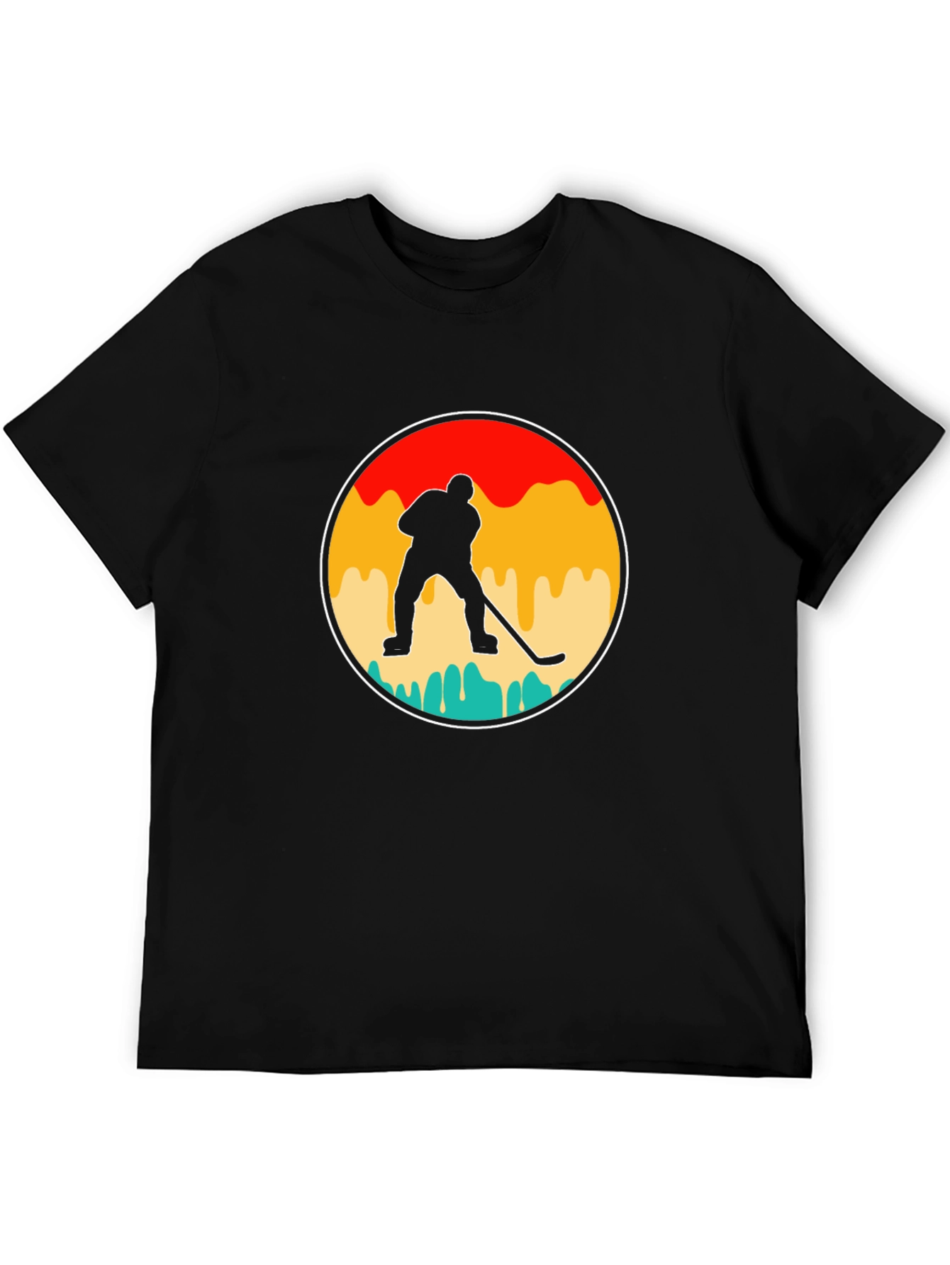 Black Retro Hockey Player Graphic T-Shirt view 5