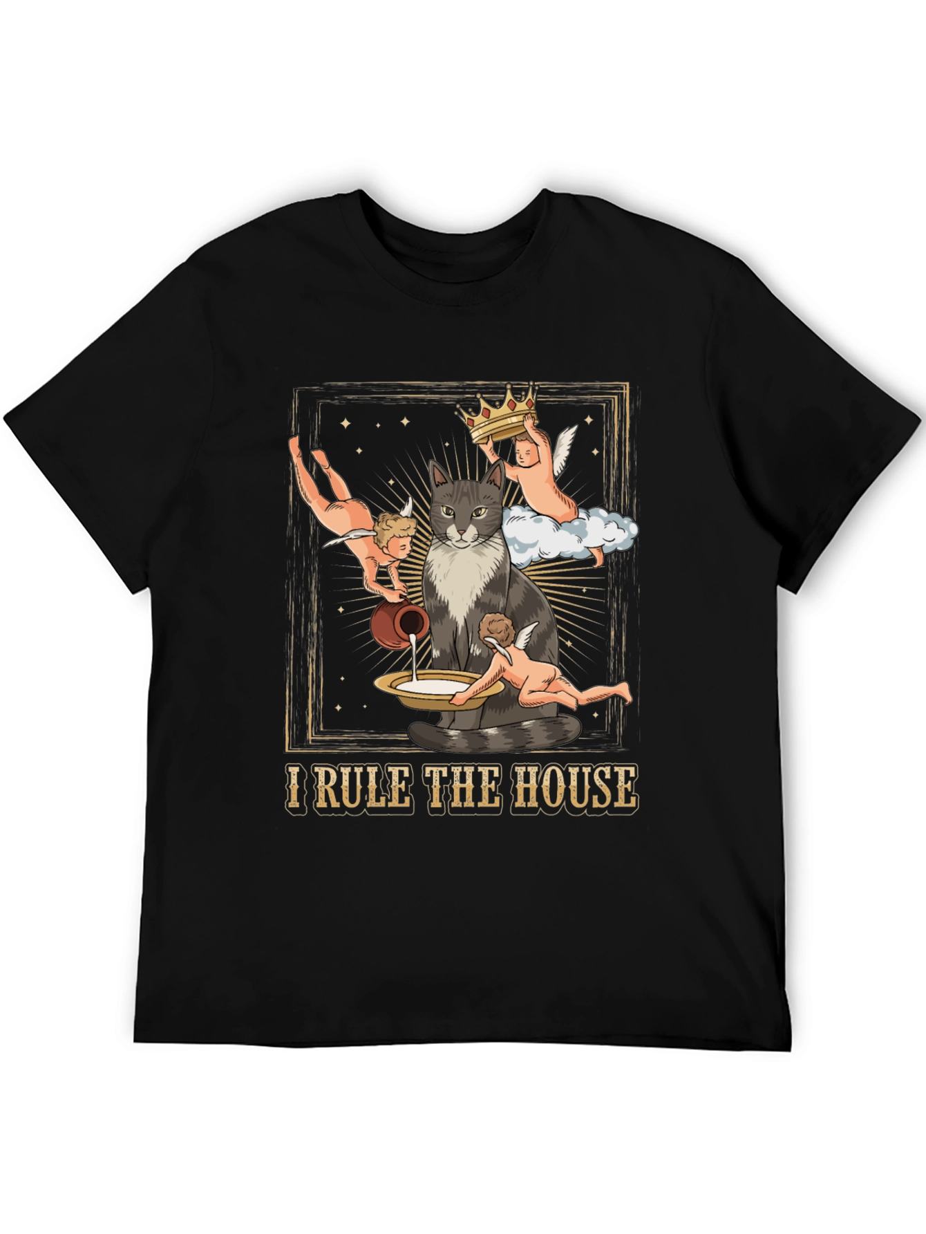Black Cat King T-Shirt - "I Rule the House" Funny Tee view 5