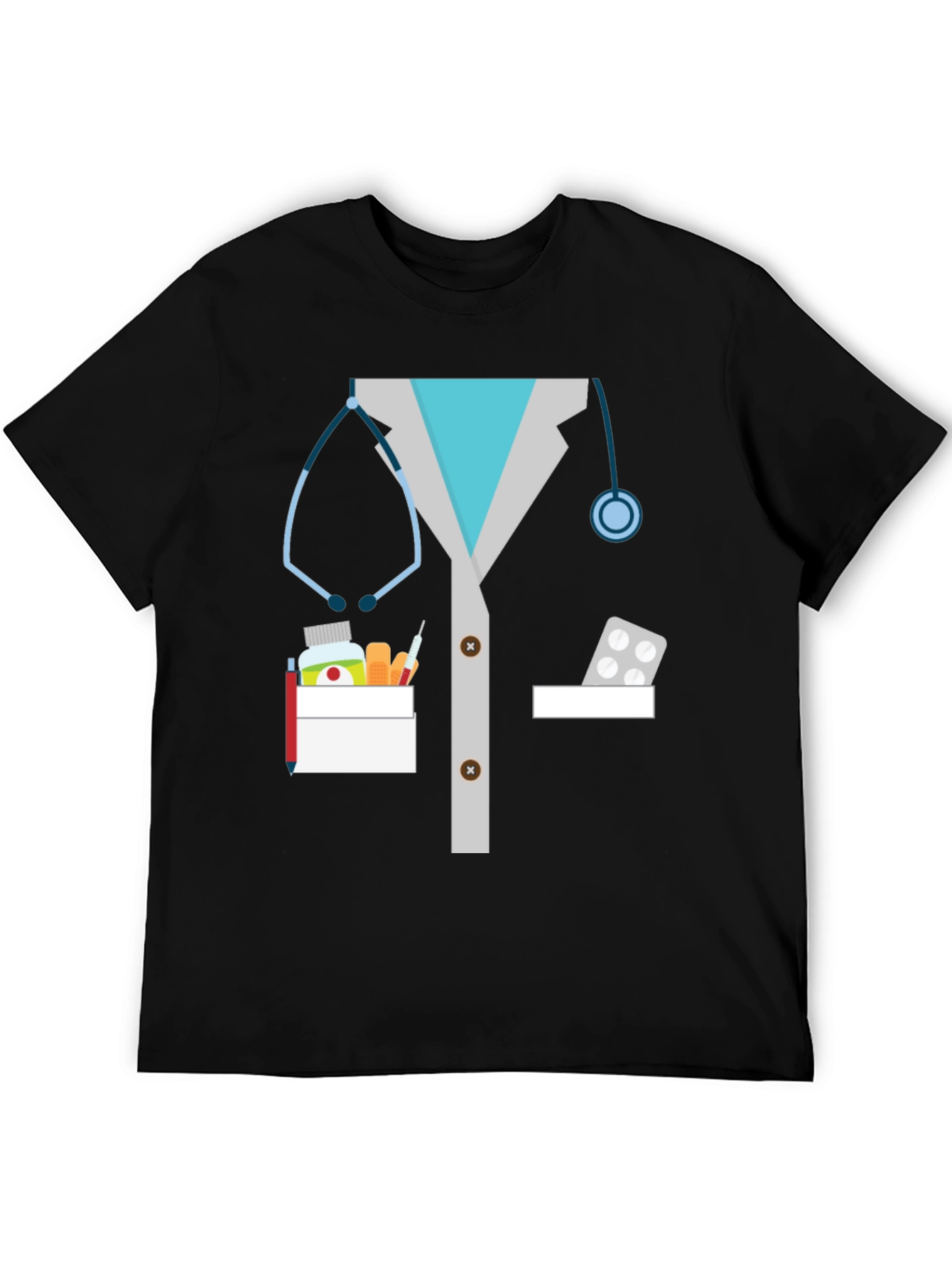 Black Doctor Lab Coat Graphic Novelty T-Shirt view 5