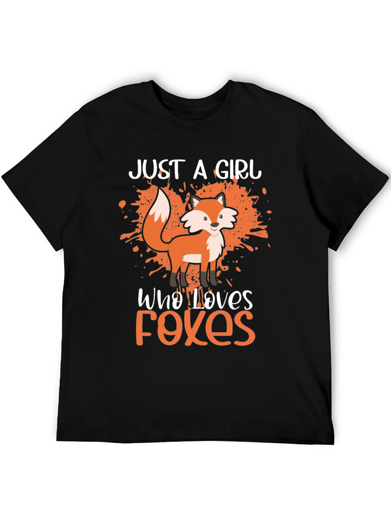 Black Just a Girl Who Loves Foxes T-Shirt view 5