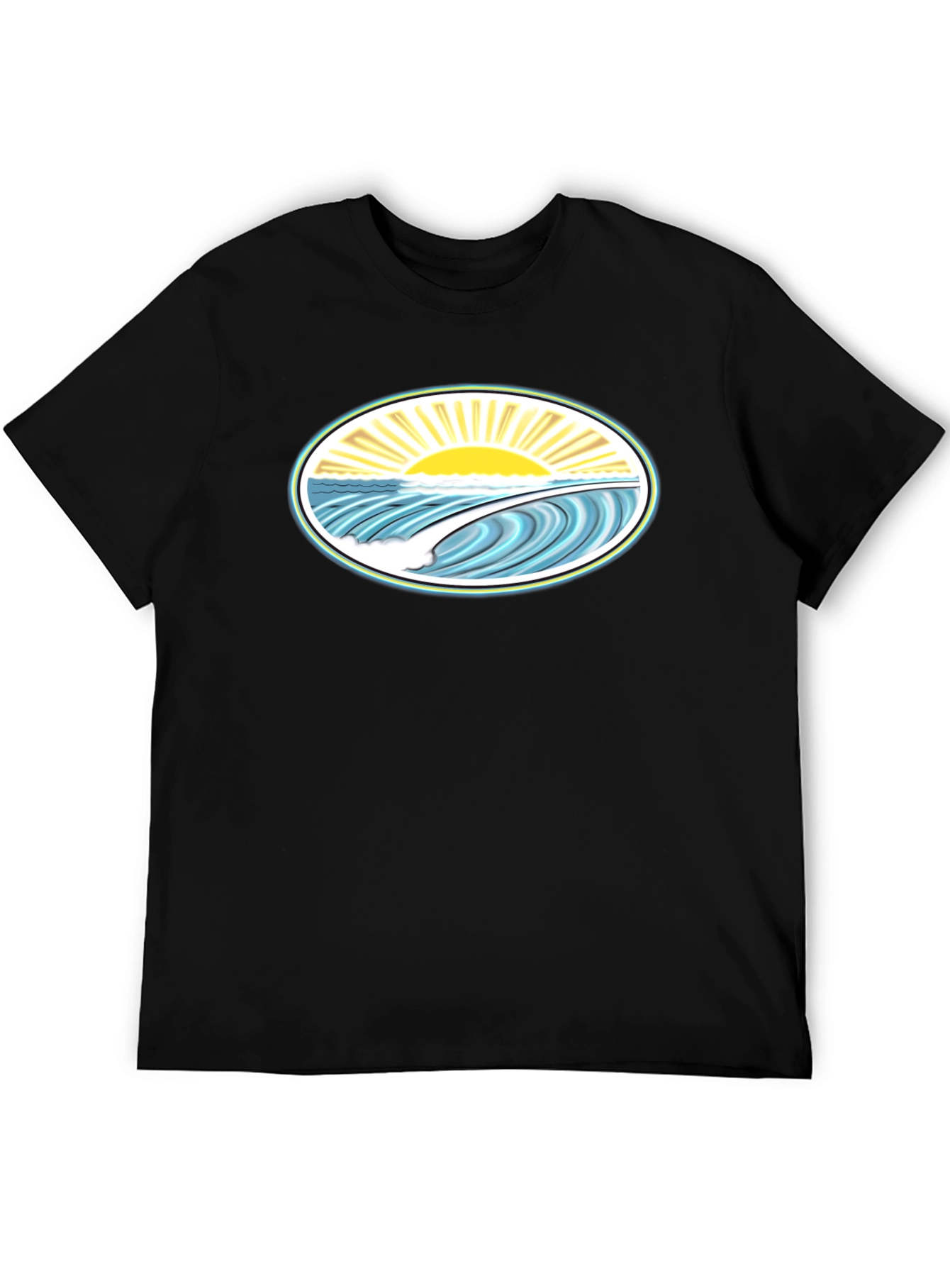 Black Ocean Wave Graphic Tee - Black Cotton Comfort view 5