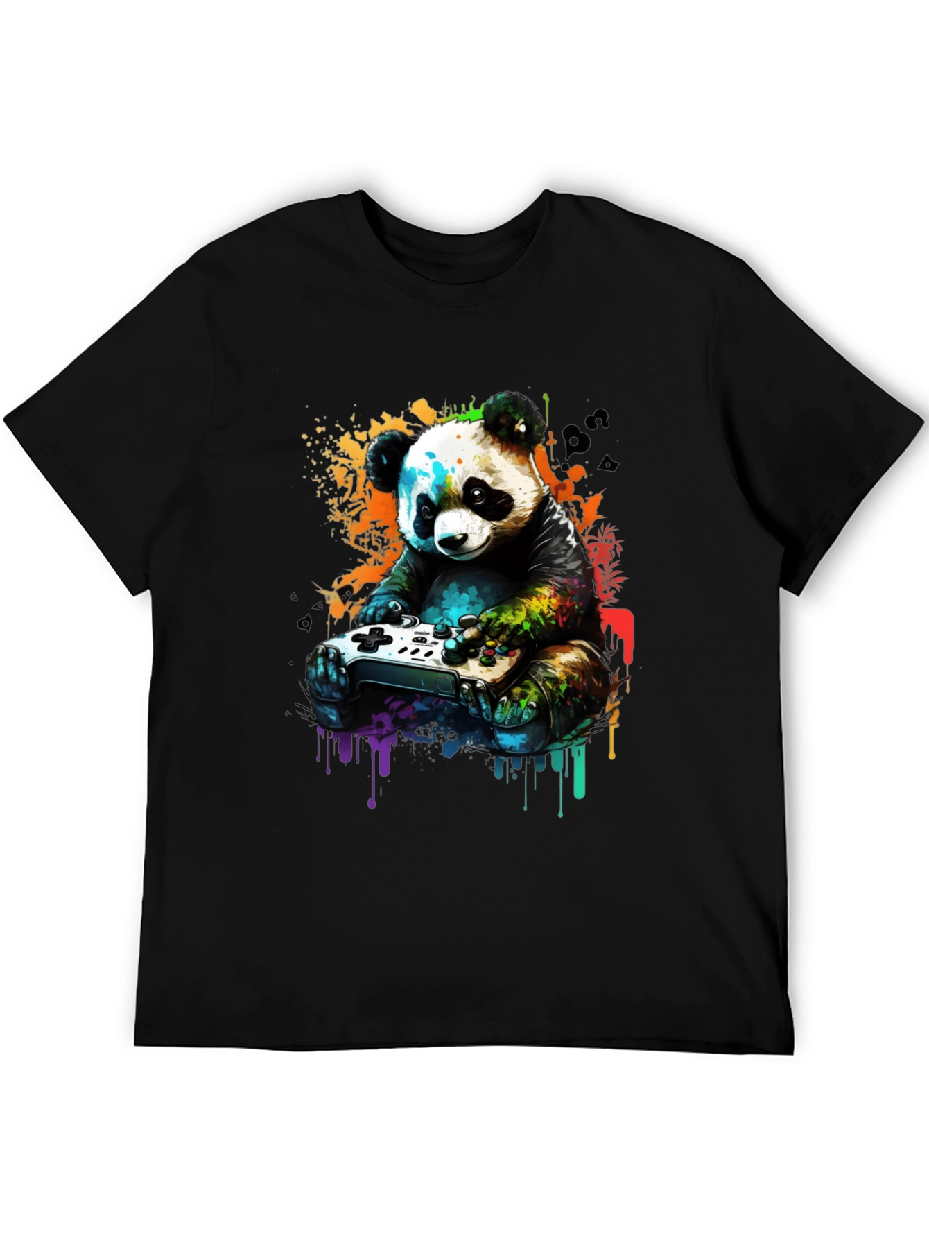 Black Gamer Panda Graphic Tee - Unique Design, Comfortable Fit view 5