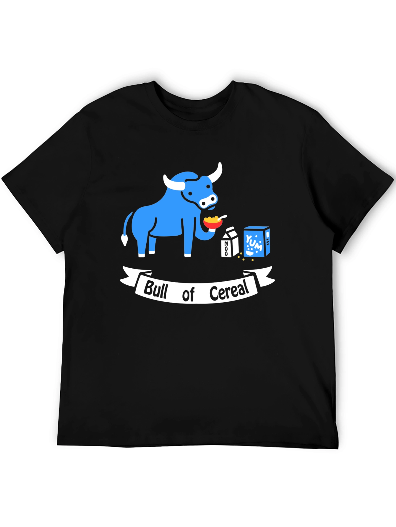 Black Bull of Cereal T-Shirt: Funny Cartoon Graphic Tee view 5