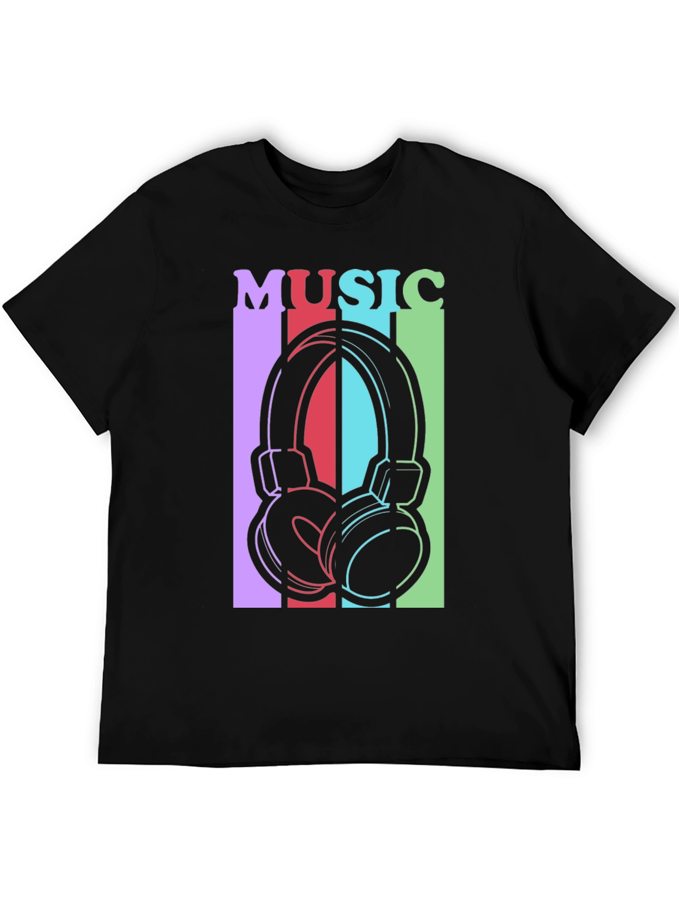 Black Music Headphones Graphic Tee - Stylish Unisex T-Shirt view 5