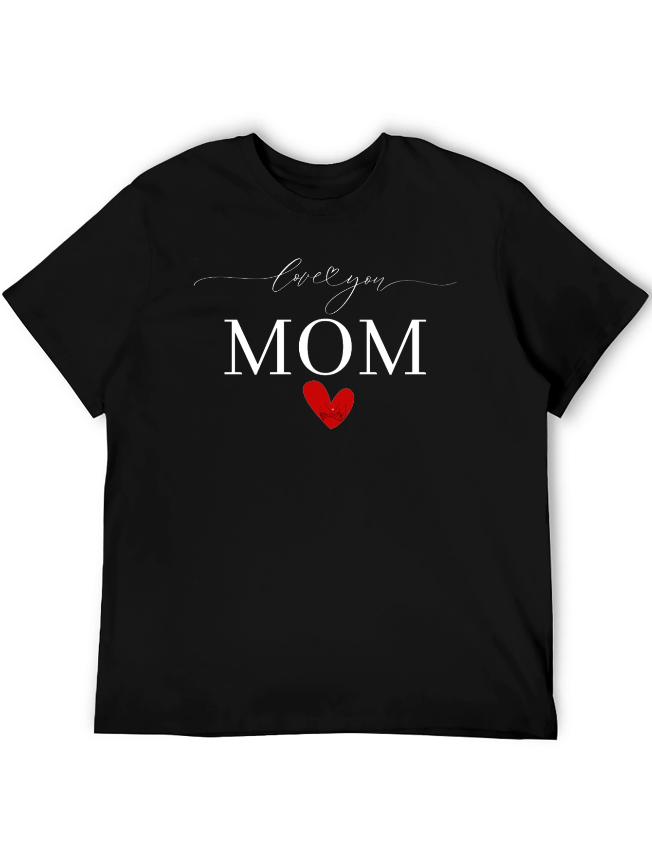 Black Love You Mom Graphic Tee - Heart Design Black T-Shirt view 5