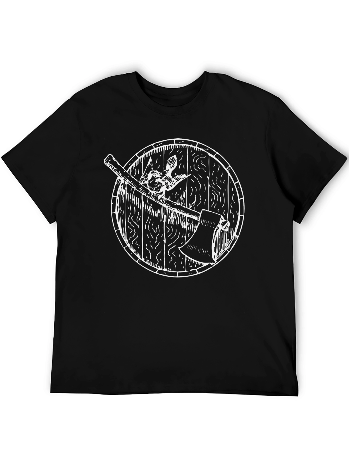 Black Viking Shield Hare & Axe Black Tee view 5