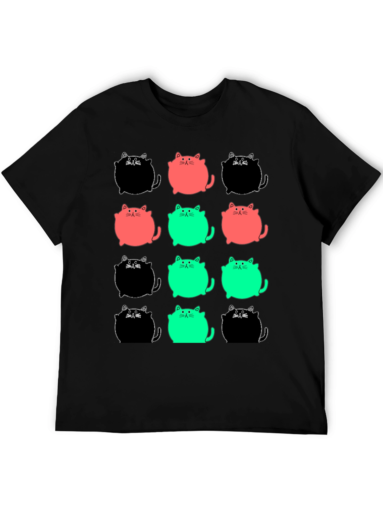 Black Funky Cat Pattern Tee view 5