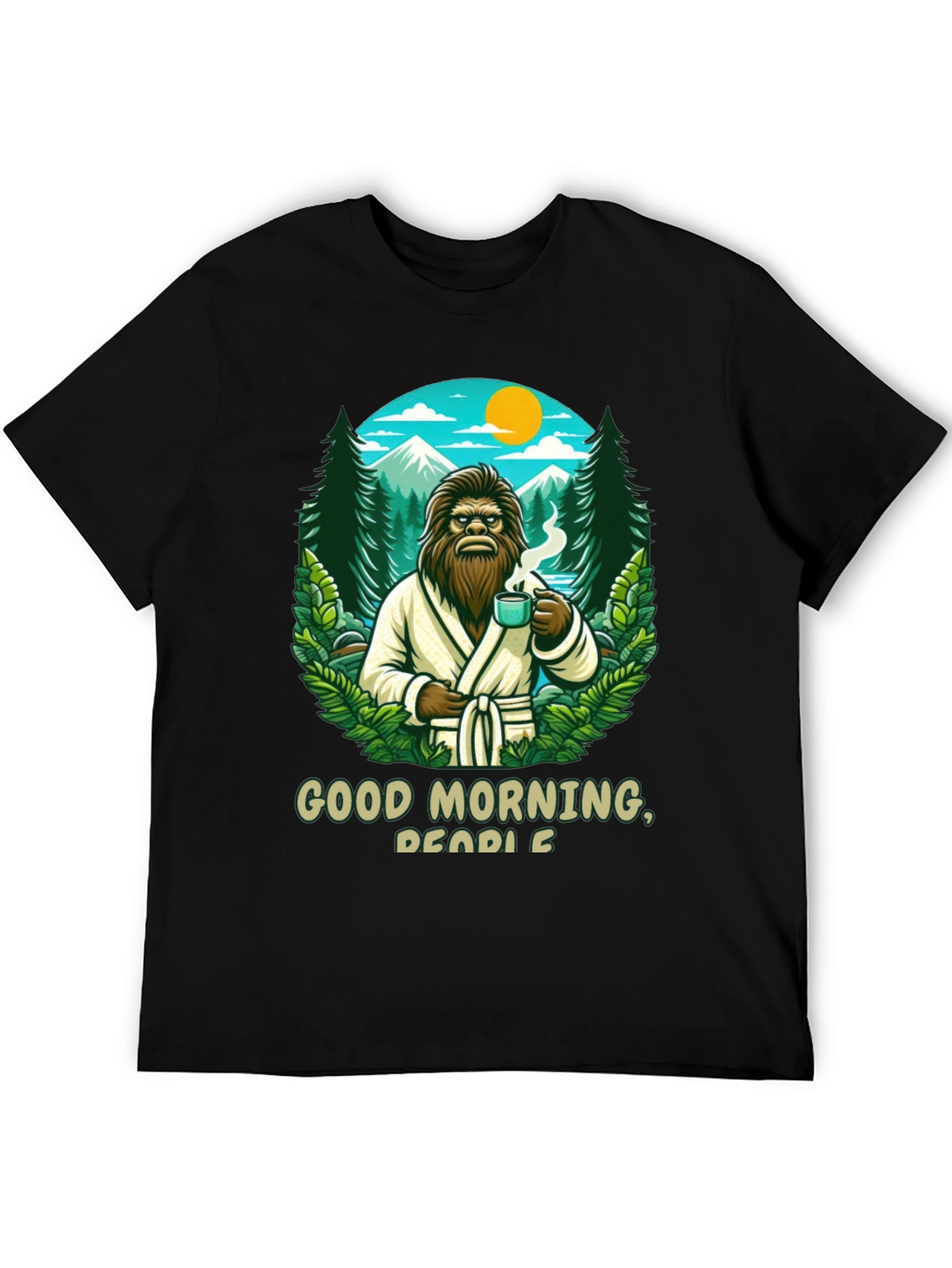 Black Good Morning Bigfoot Graphic Tee view 5