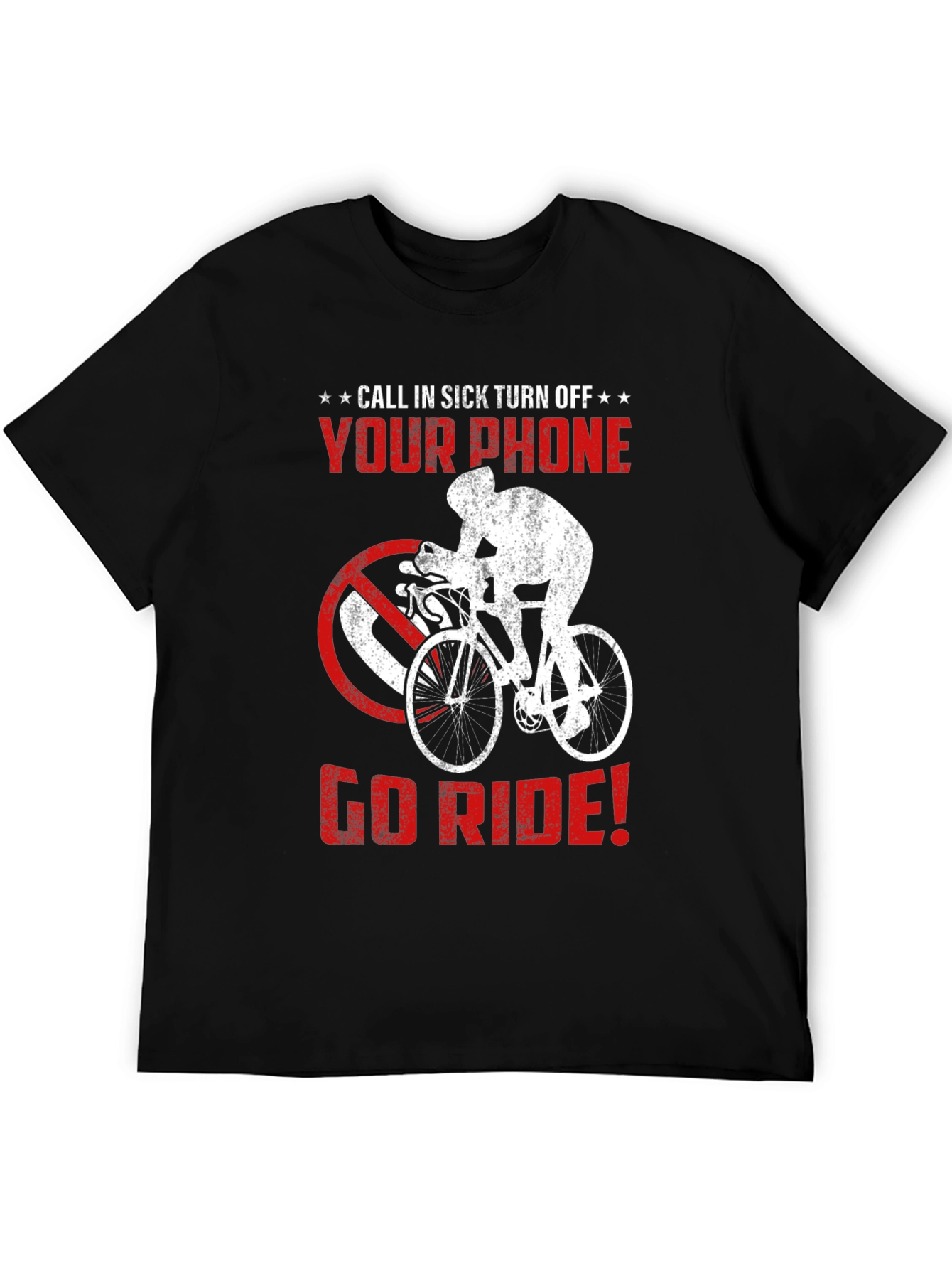 Black Call in Sick Cycling T-Shirt view 5
