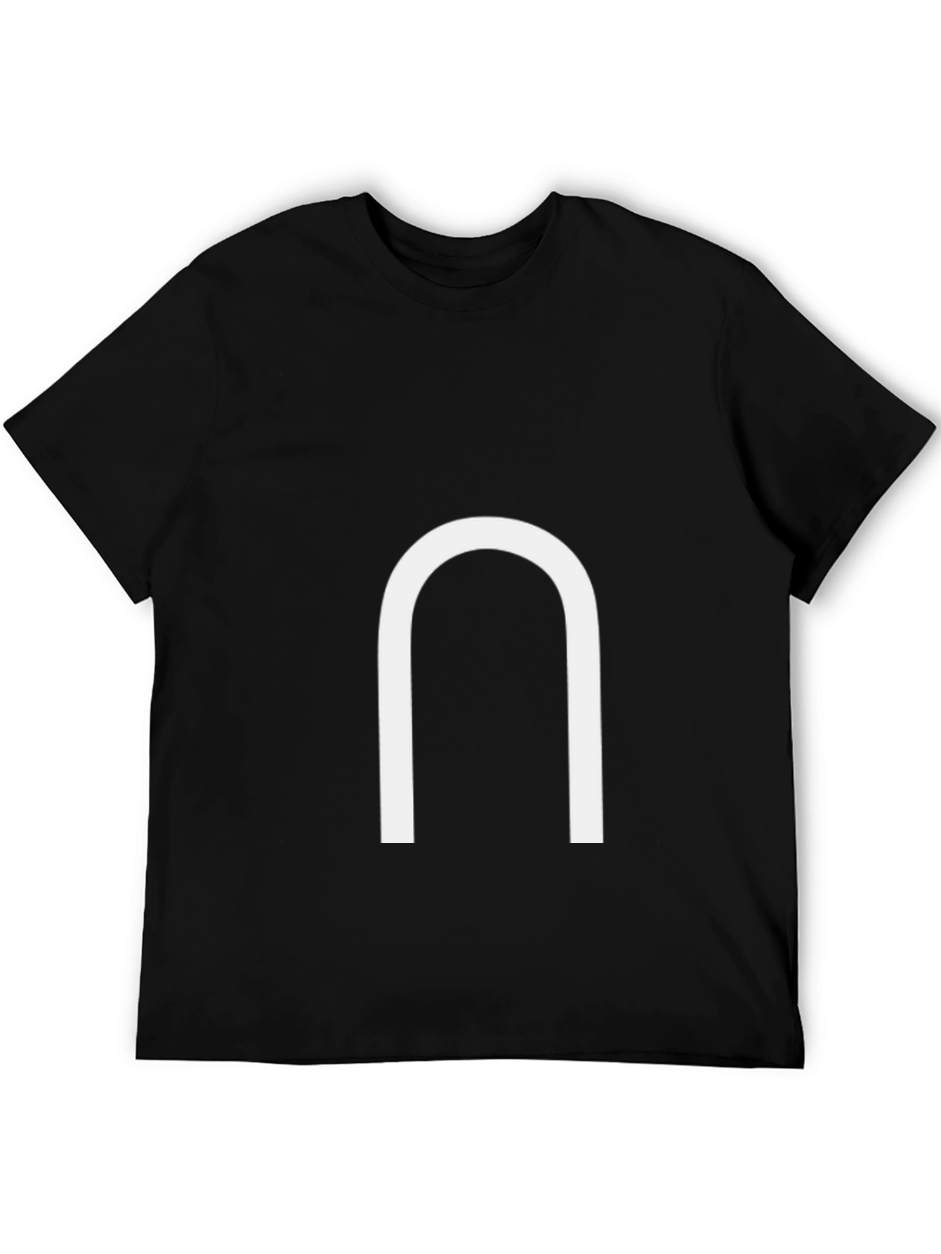 Black Minimalist Black Tee with White Horseshoe Design view 5