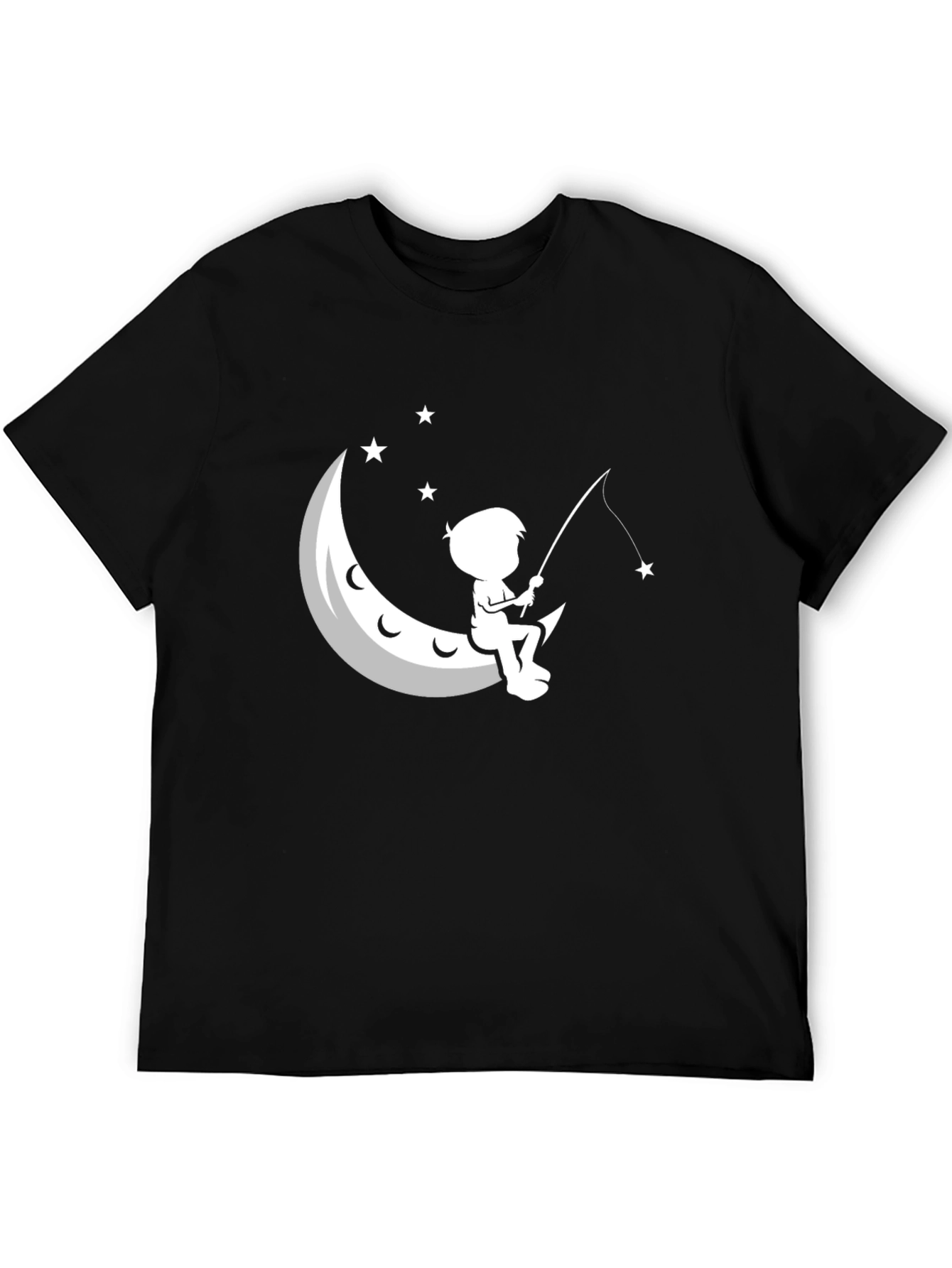 Black Boy Fishing on Moon Graphic T-Shirt view 5