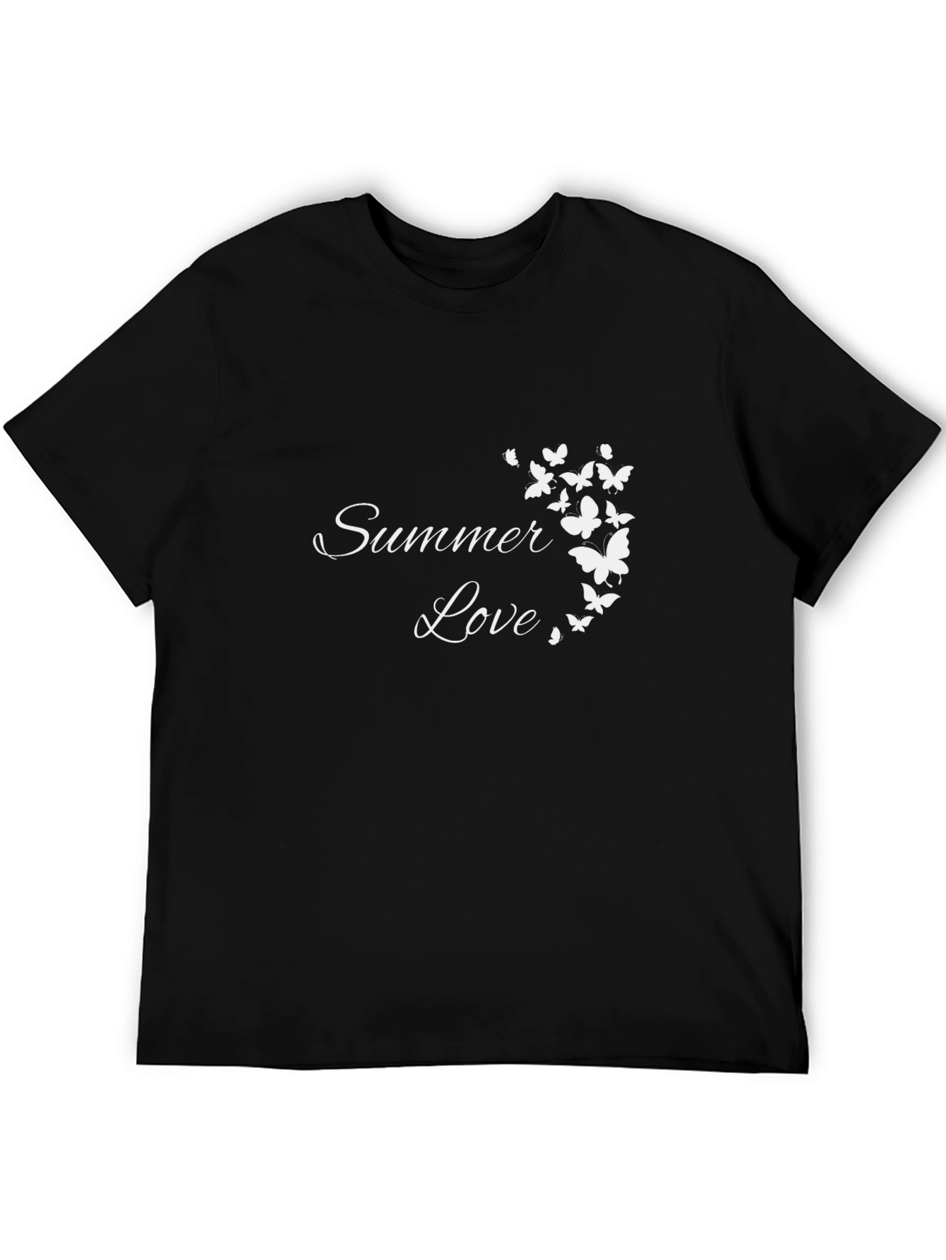 Black Summer Love Butterfly Graphic Black T-Shirt view 5