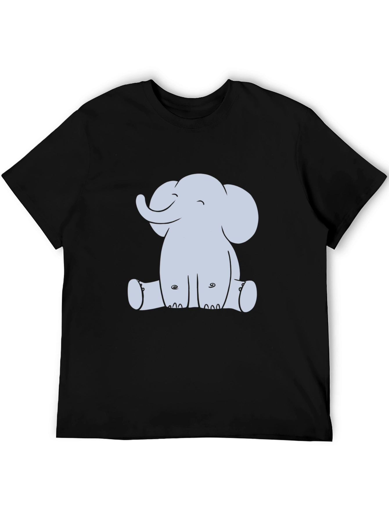 Black Cute Elephant Graphic Black T-Shirt view 5