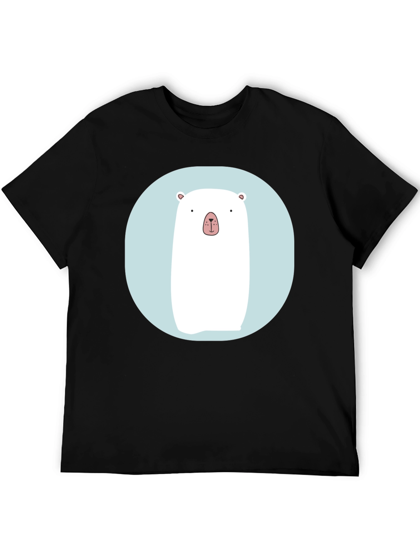 Black Cute Polar Bear Graphic T-Shirt - Black view 5