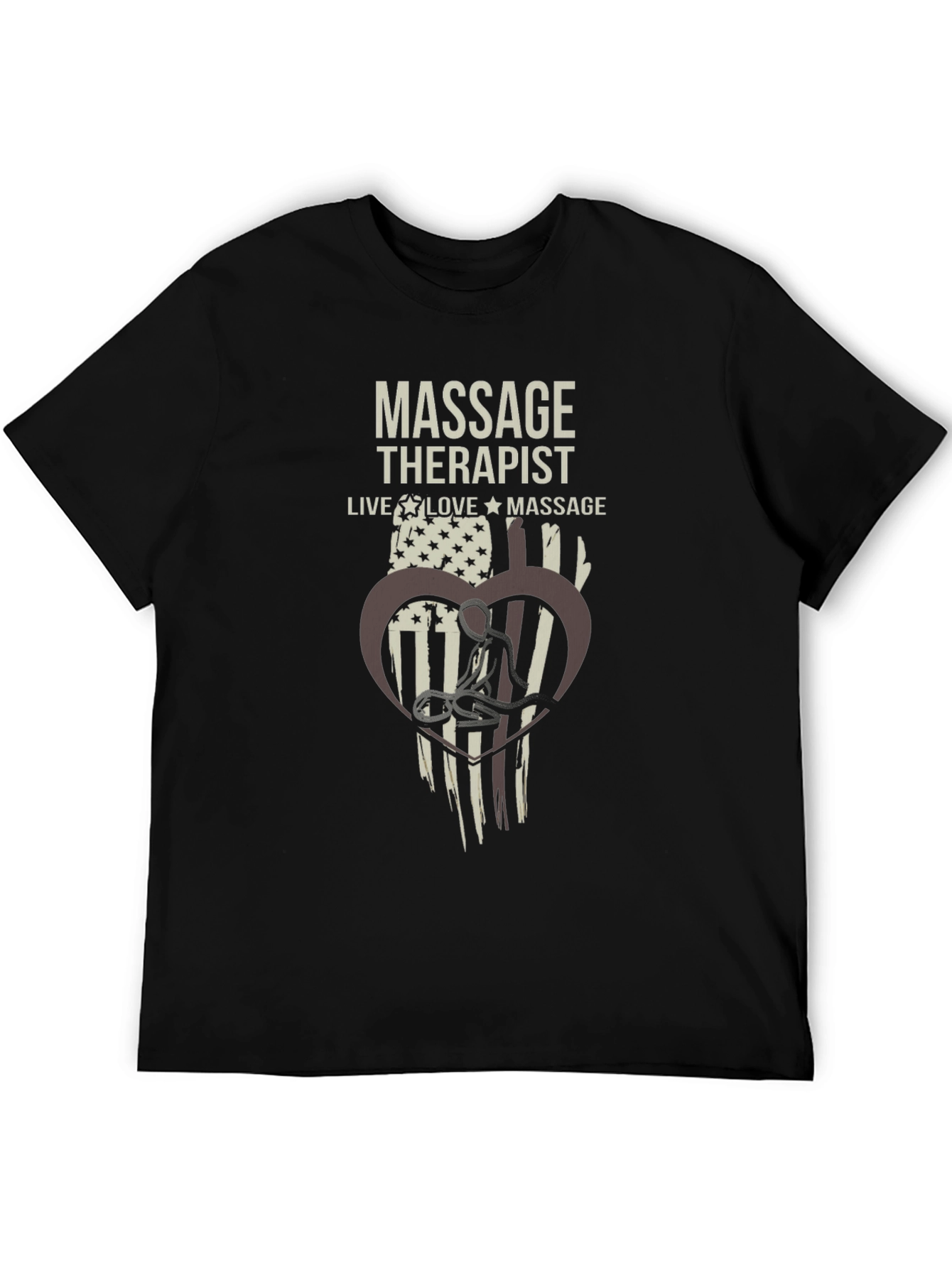 Black Massage Therapist T-Shirt: Live, Love, Massage view 5