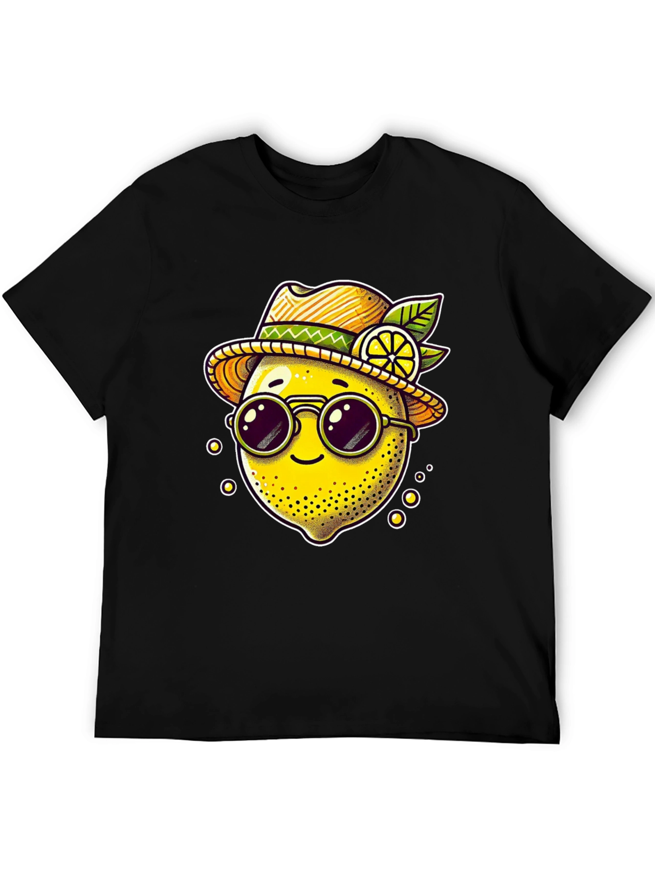 Black Funky Lemon Tee - Cool Fruit Graphic Shirt view 5