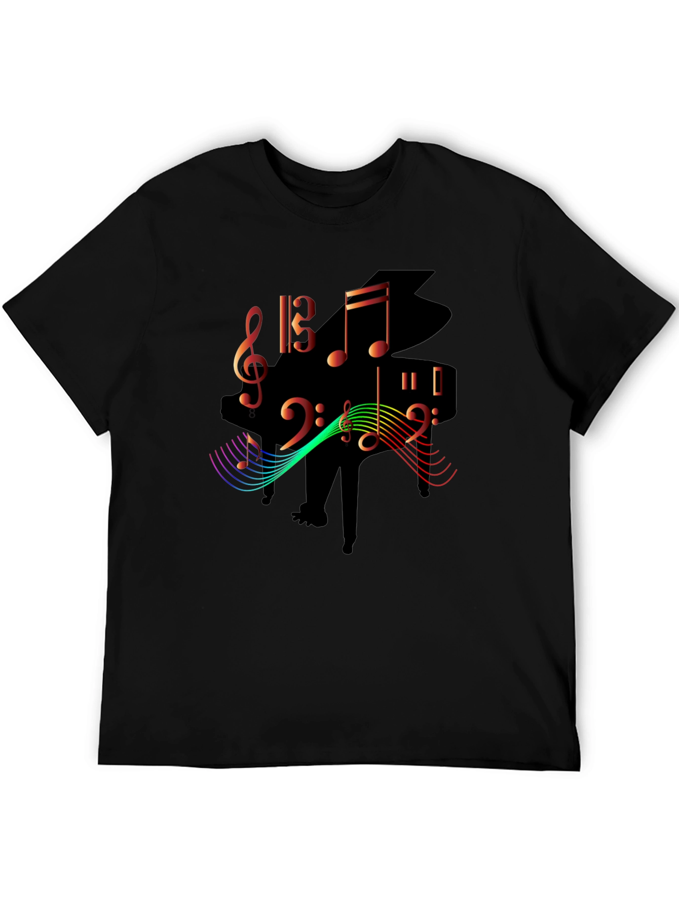 Black Musical Piano Graphic T-Shirt view 5
