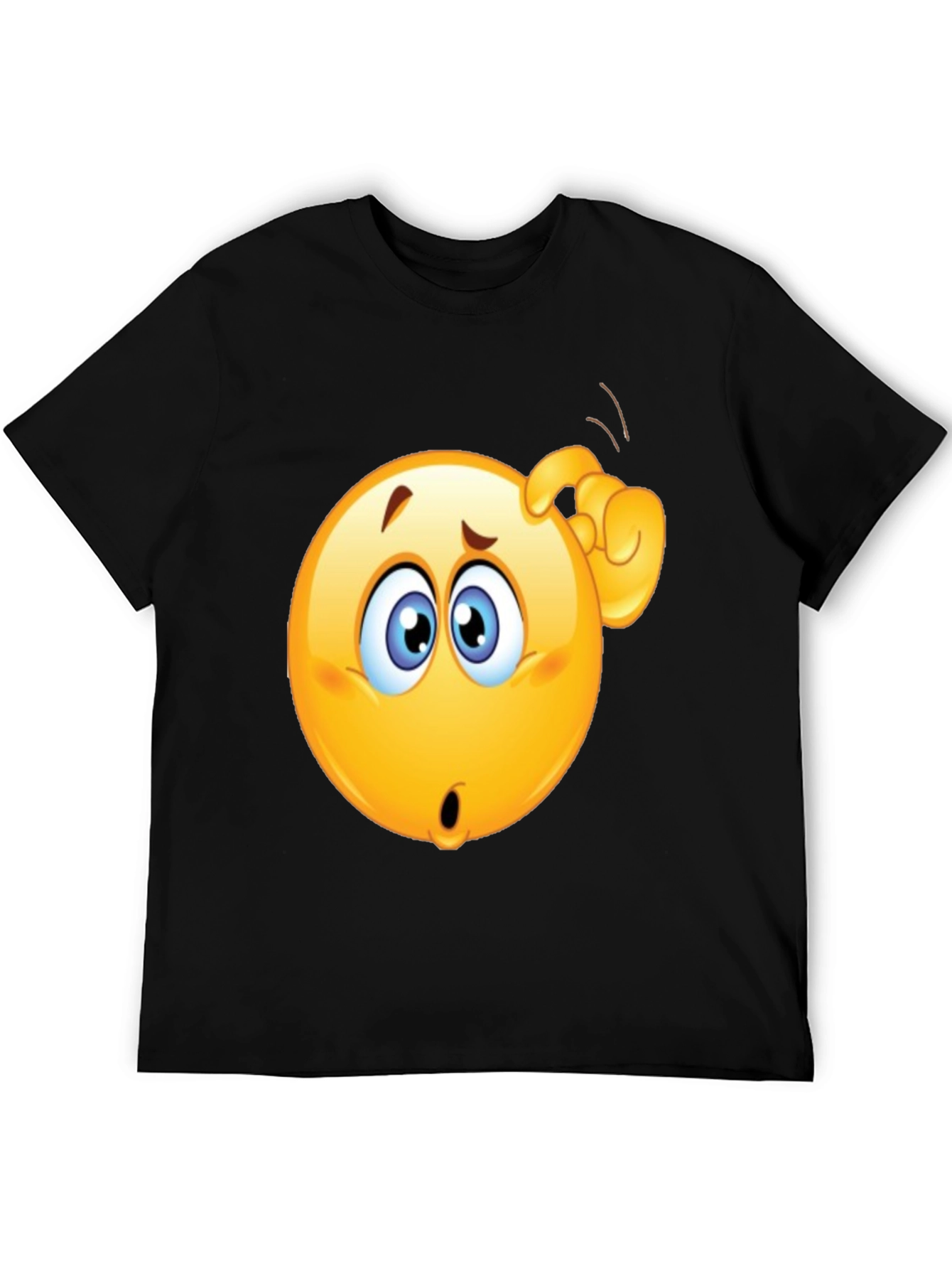 Black Confused Emoji T-Shirt - Black Cotton Tee view 5
