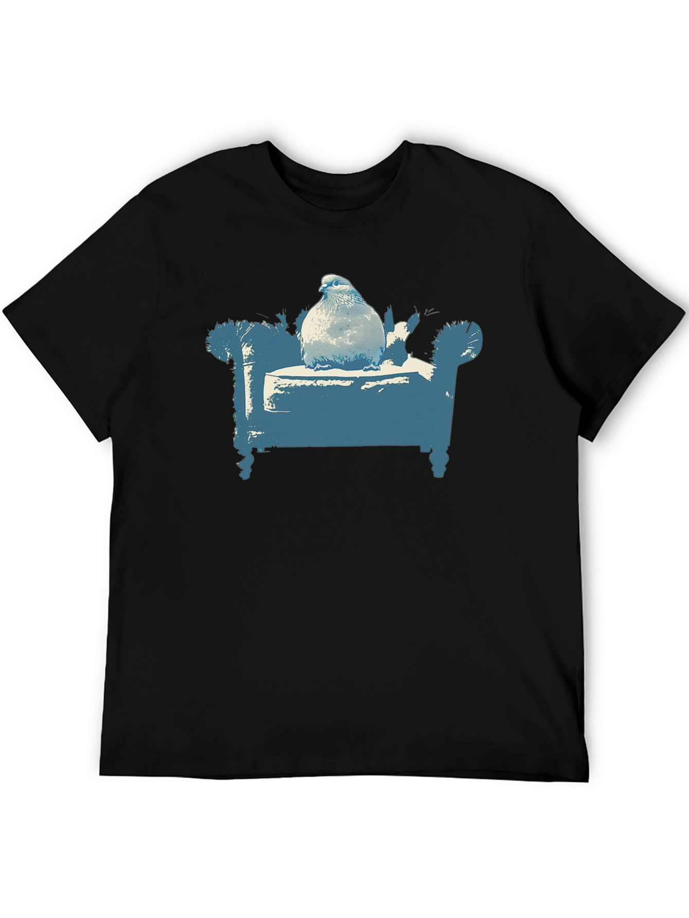 Black Pigeon on Couch Graphic T-Shirt - Quirky Menswear view 5