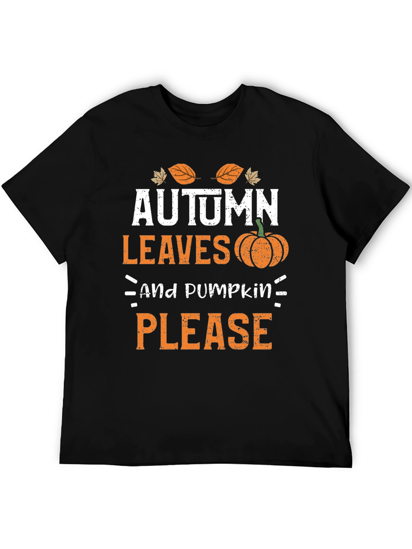Black Autumn Leaves and Pumpkin Please T-Shirt view 5