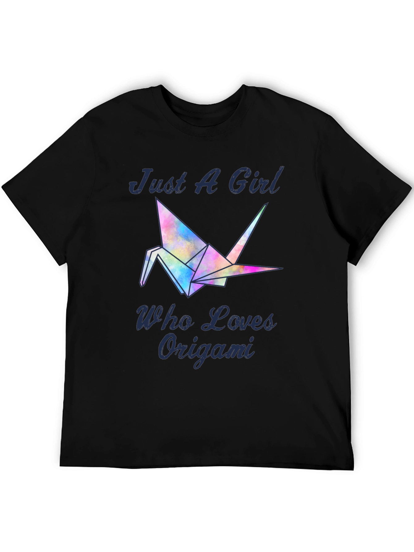 Black Just A Girl Who Loves Origami T-Shirt - Crane Design view 5