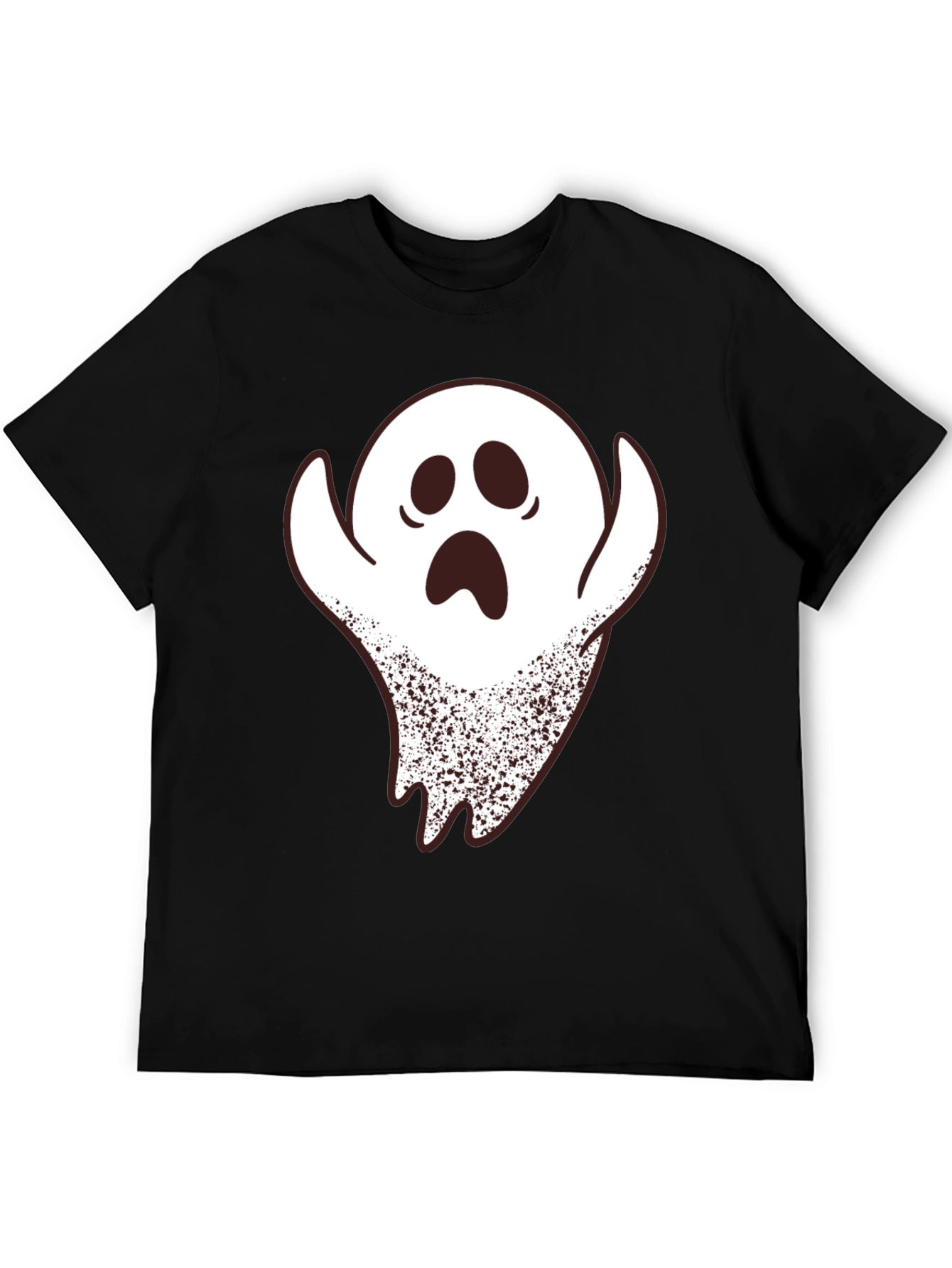 Black Spooky Ghost Graphic Print Black T-Shirt view 5