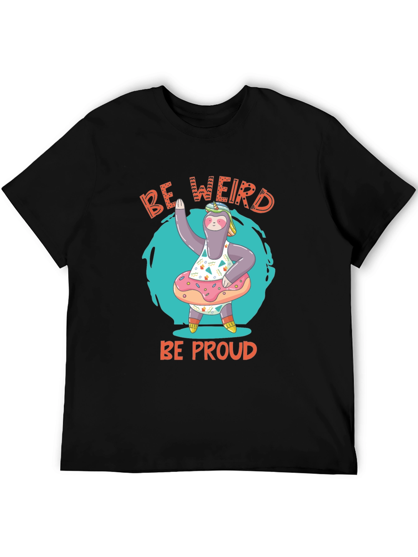 Black Be Weird Be Proud Sloth T-Shirt view 5