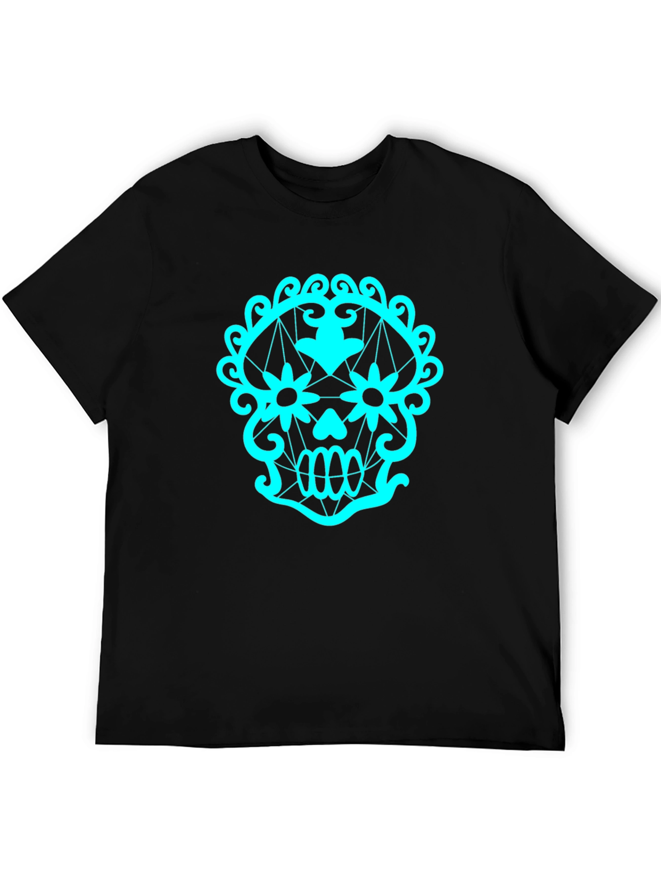 Black Sugar Skull Graphic Tee - Black Cotton T-Shirt view 5