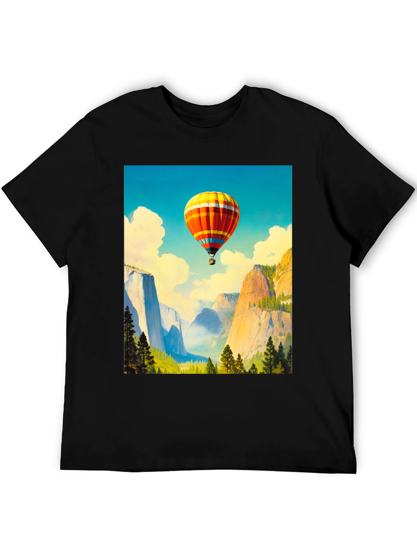 Black Scenic Hot Air Balloon Graphic Tee view 5