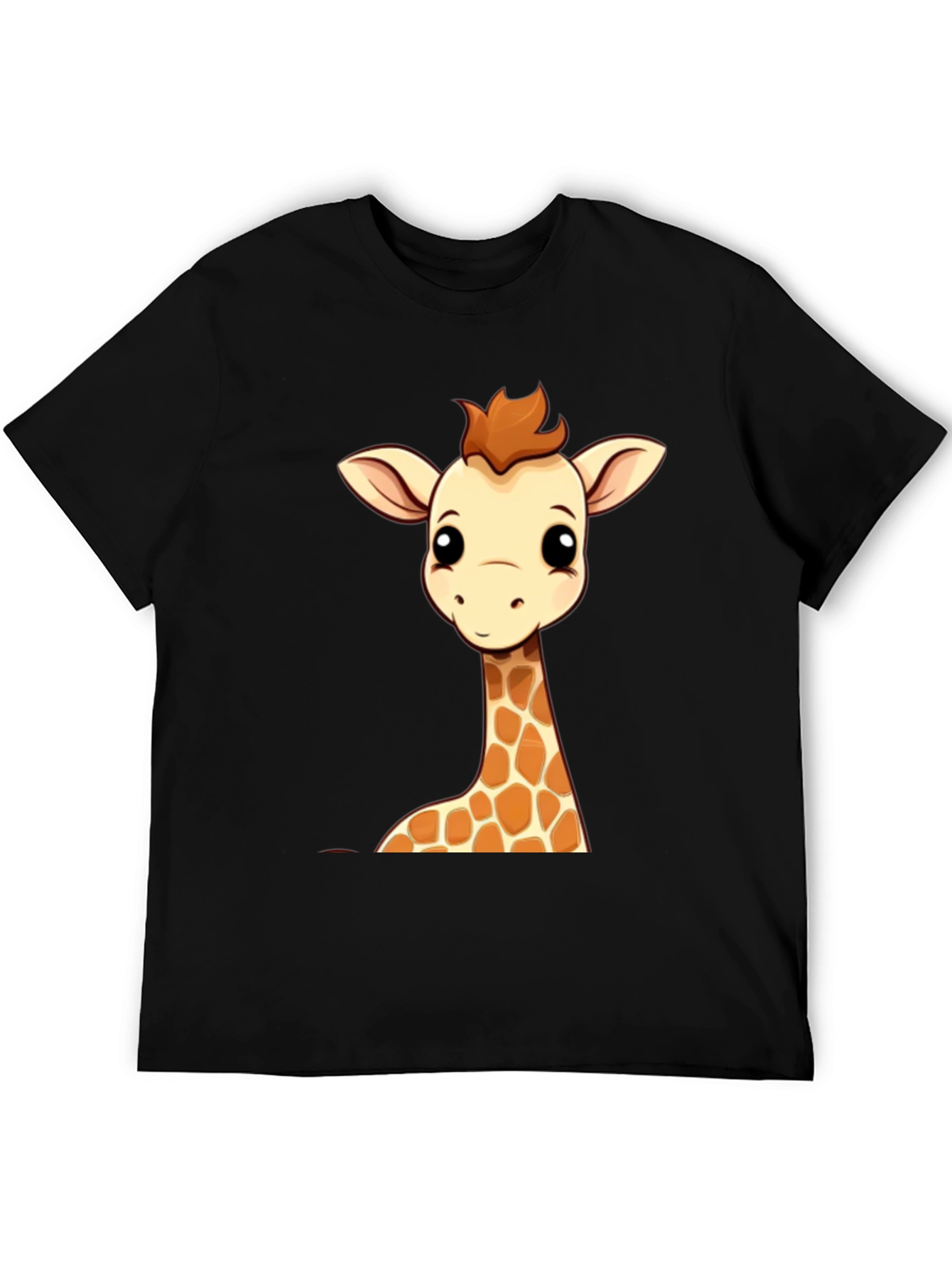 Black Giraffe Cartoon Graphic Print Black Tee view 5