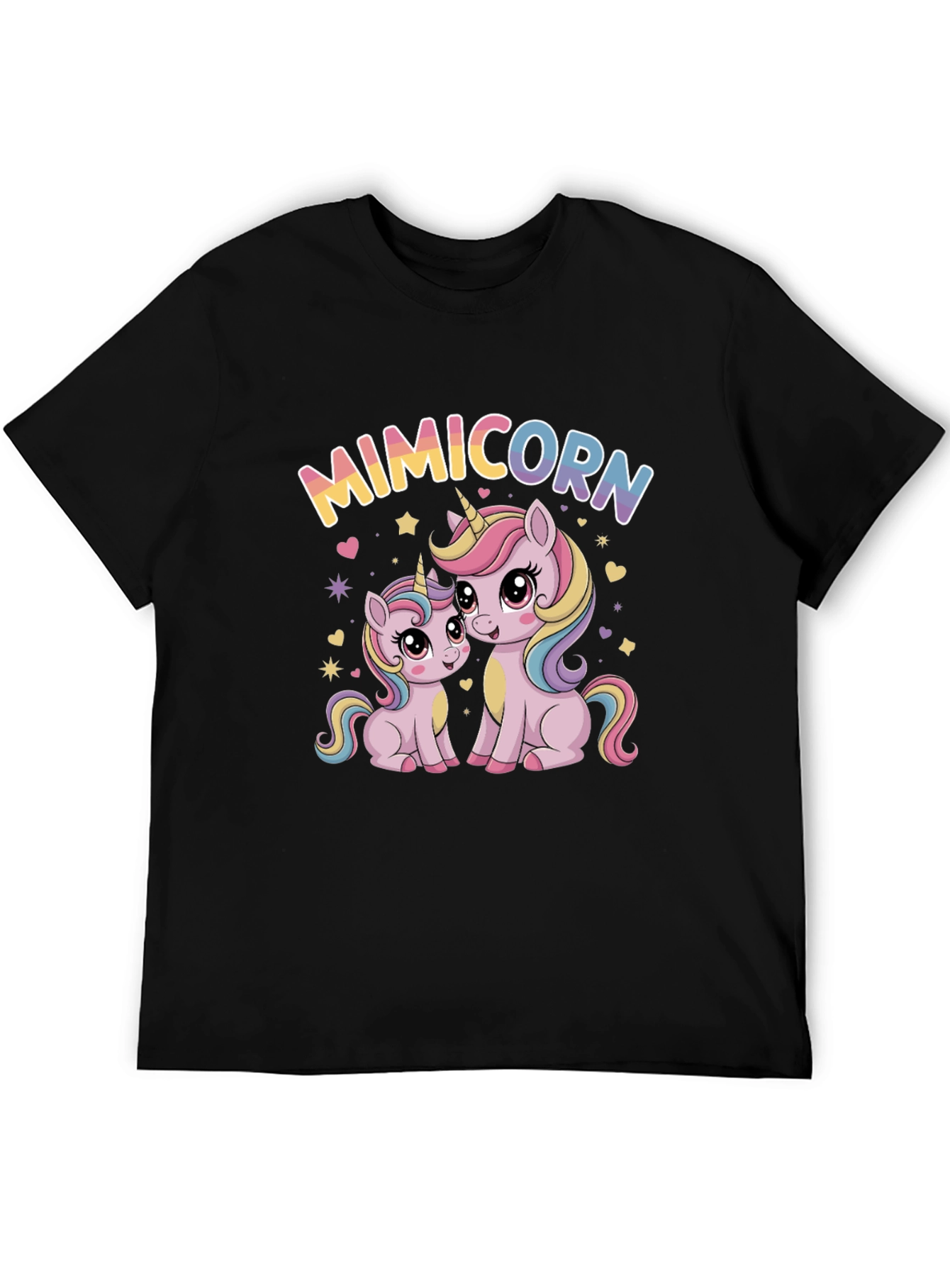 Black Mimicorn Unicorn Graphic Black T-Shirt view 5