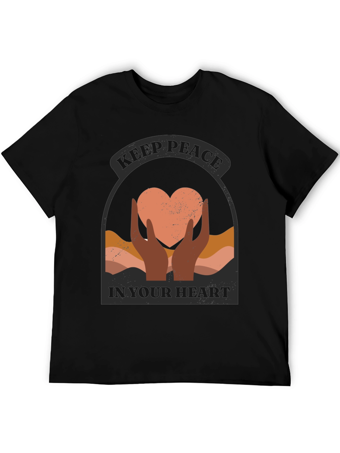 Black Keep Peace Heart Graphic T-Shirt view 5