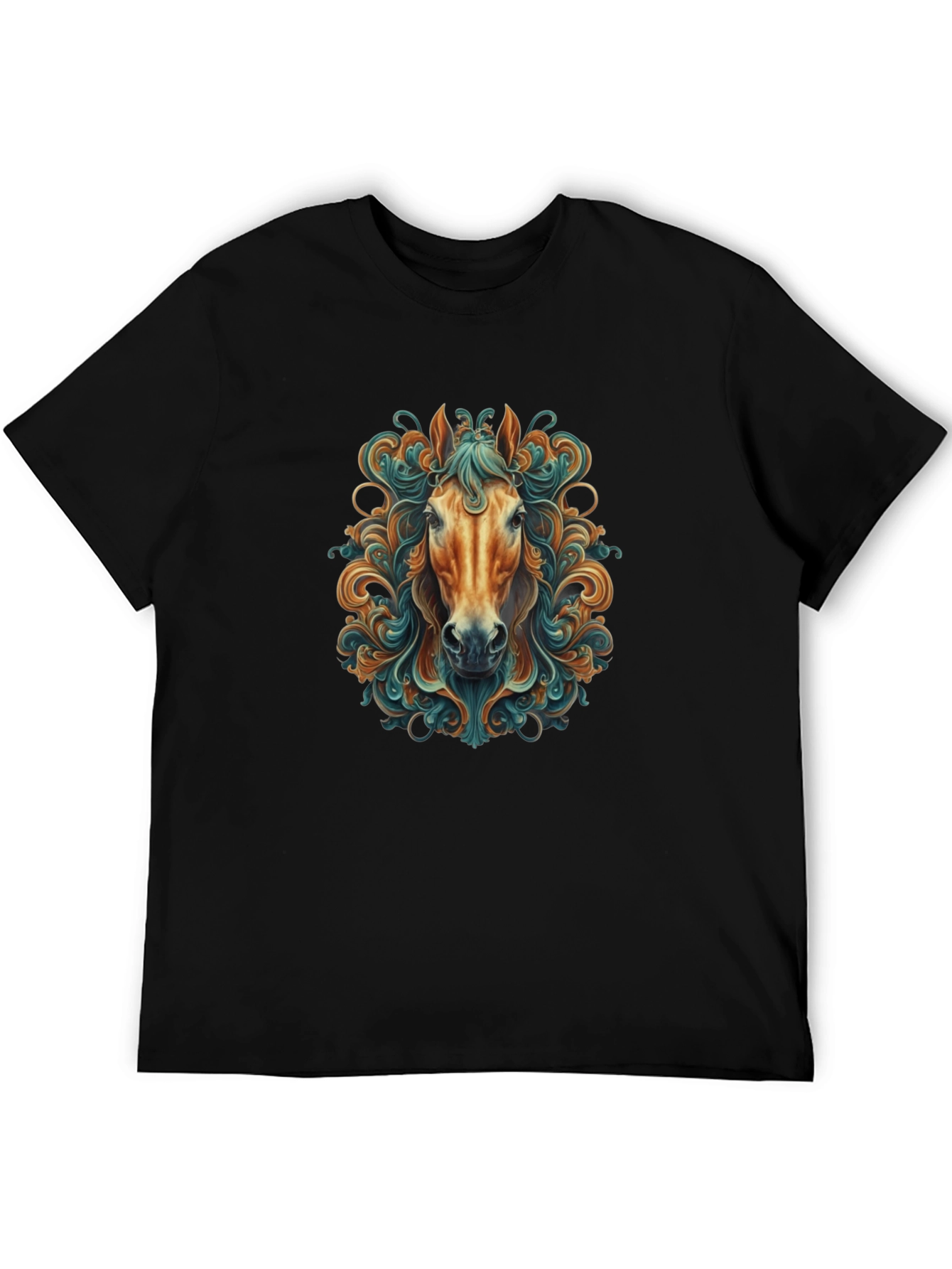 Black Horse Art Graphic Tee - Stylish Men's Black T-Shirt view 5